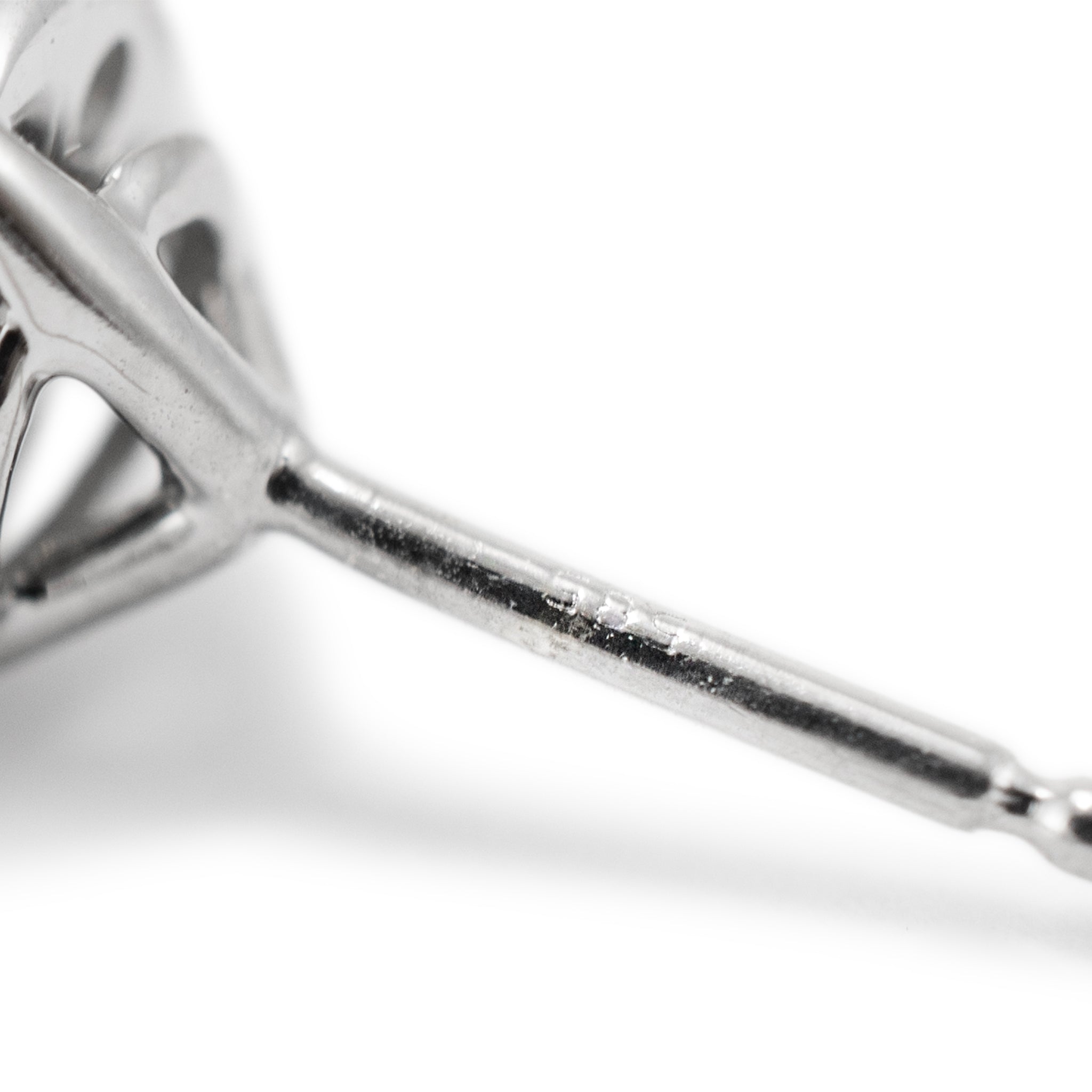 14K White Gold Cluster Halo Diamond Push Back Stud Earrings