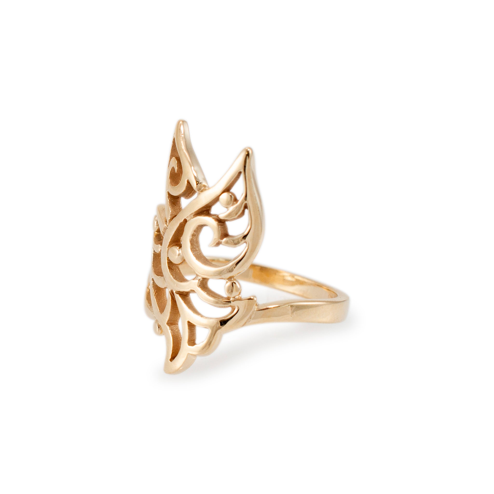 James Avery Retired 14K Yellow Gold Openwork Bird in Flight Dove Cocktail Ring