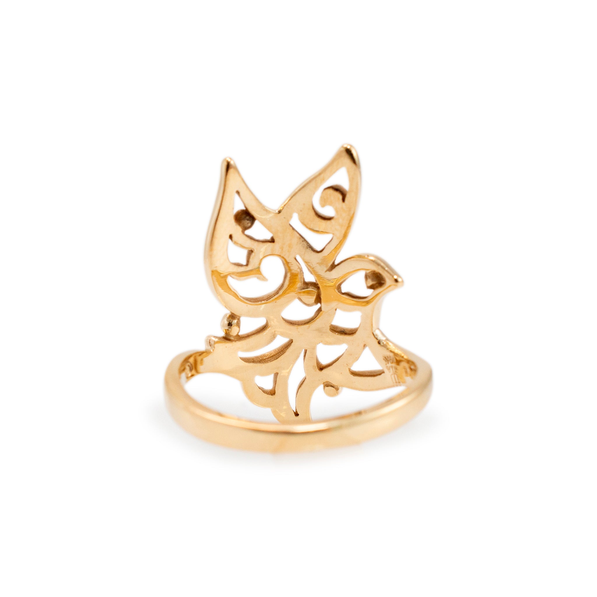 James Avery Retired 14K Yellow Gold Openwork Bird in Flight Dove Cocktail Ring