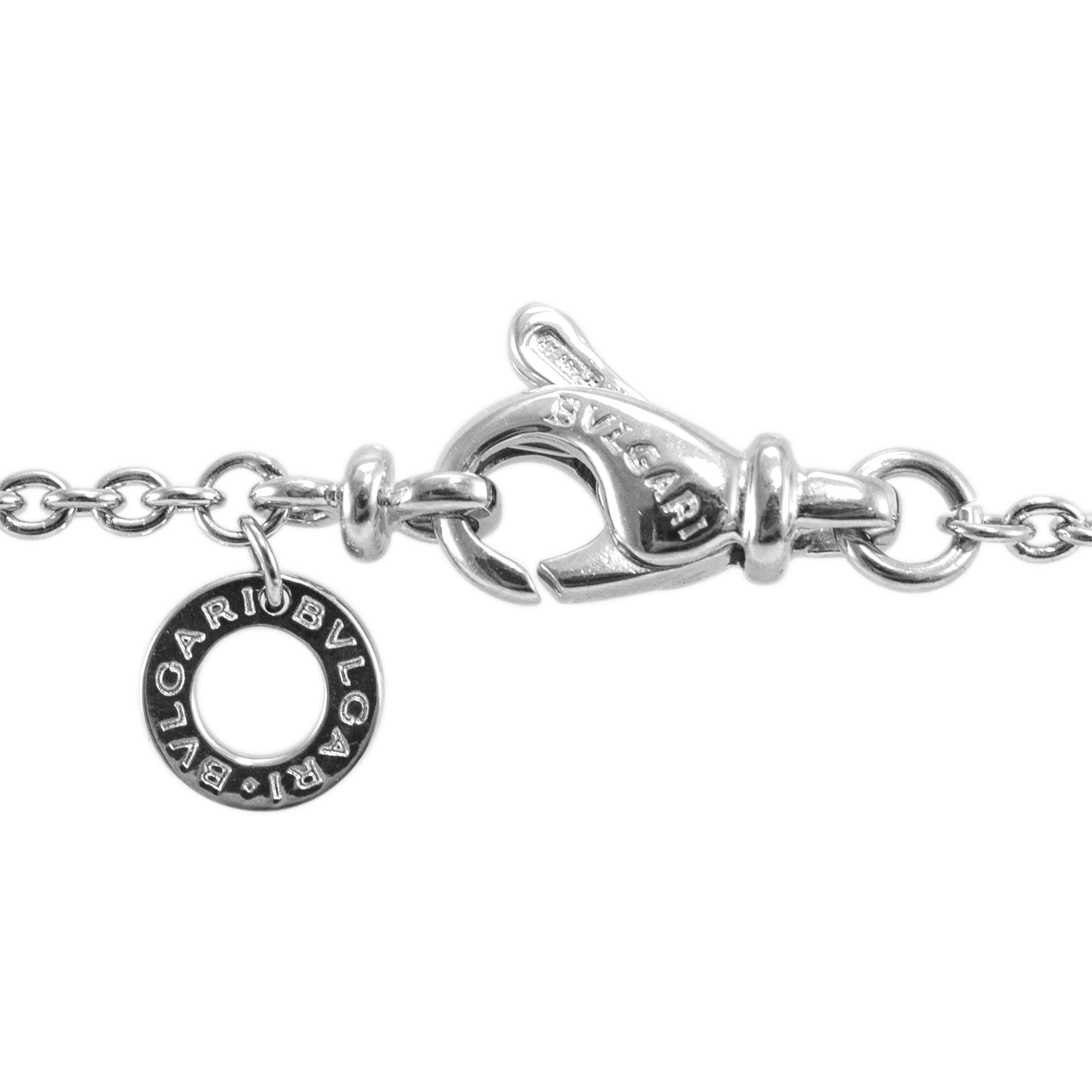 Bvlgari Bvlgari 18K White Gold Circle Pave Diamond Pendant Necklace