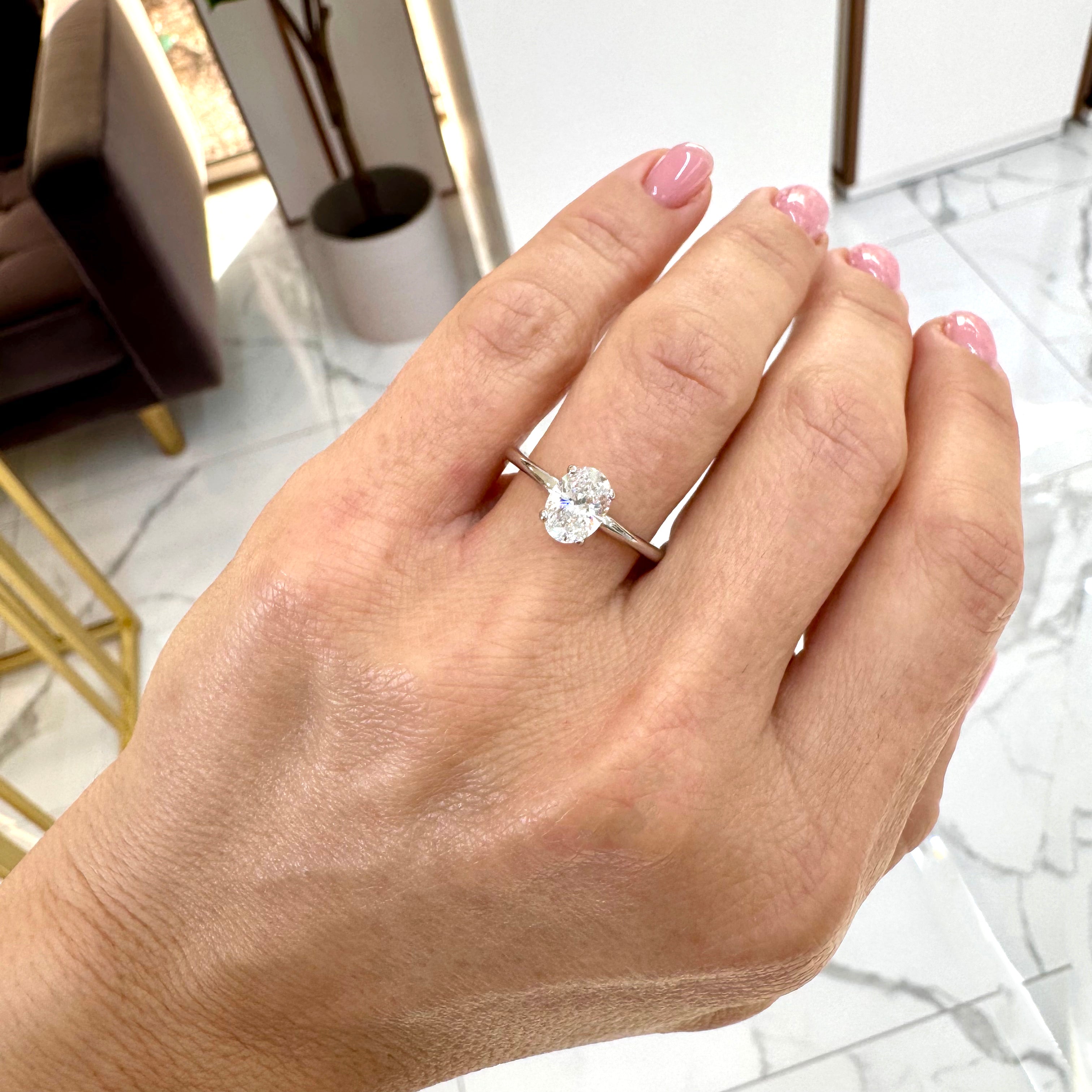 Ladies 14K White Gold Solitaire IGI Oval 1.04ct D SI1 Lab Grown Diamond Engagement Ring