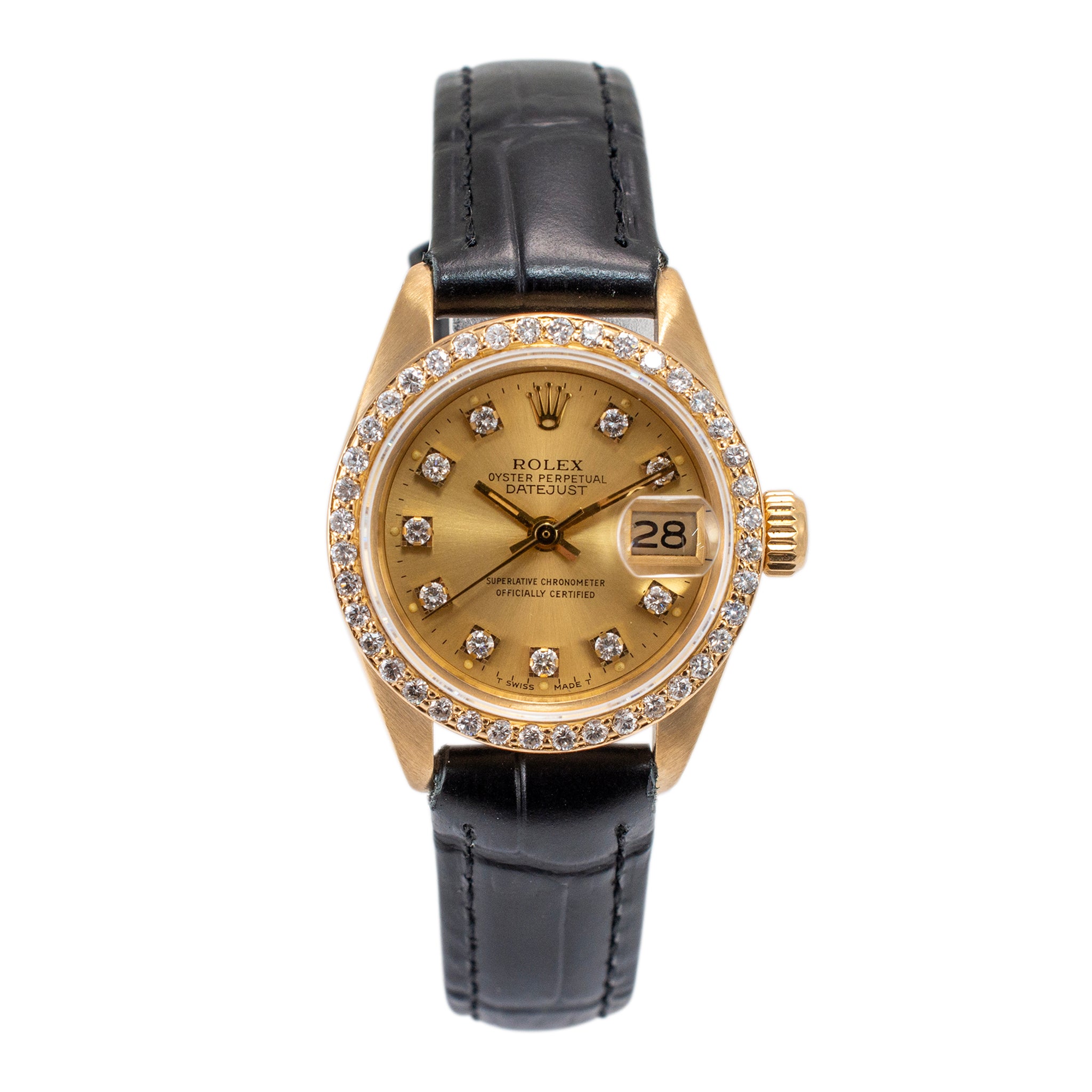 1982 Rolex Lady Datejust 26MM 6917 Champagne Diamond Bezel 18K Yellow Gold Watch