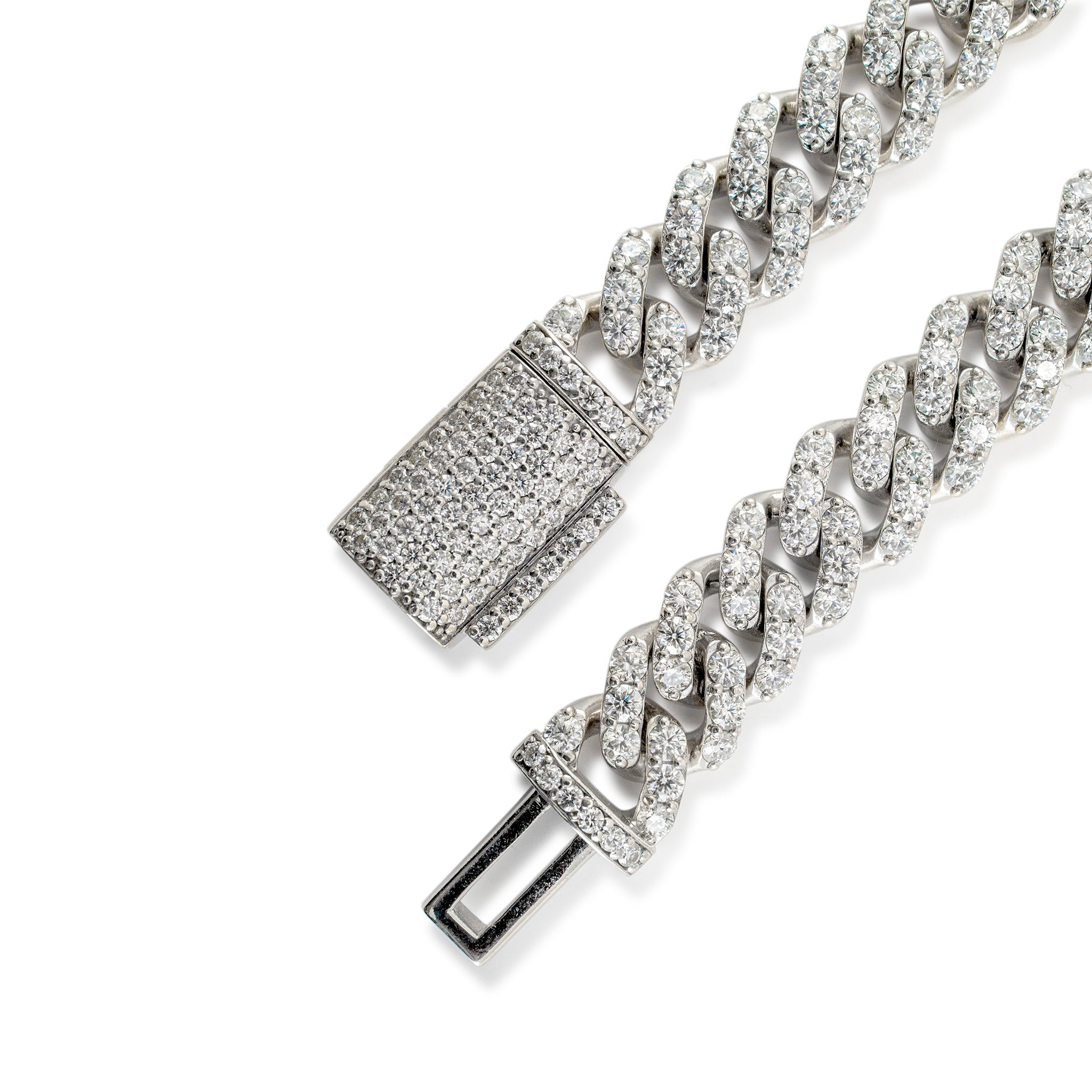925 Sterling Silver Cubic Zirconia Cuban Link Chain Necklace