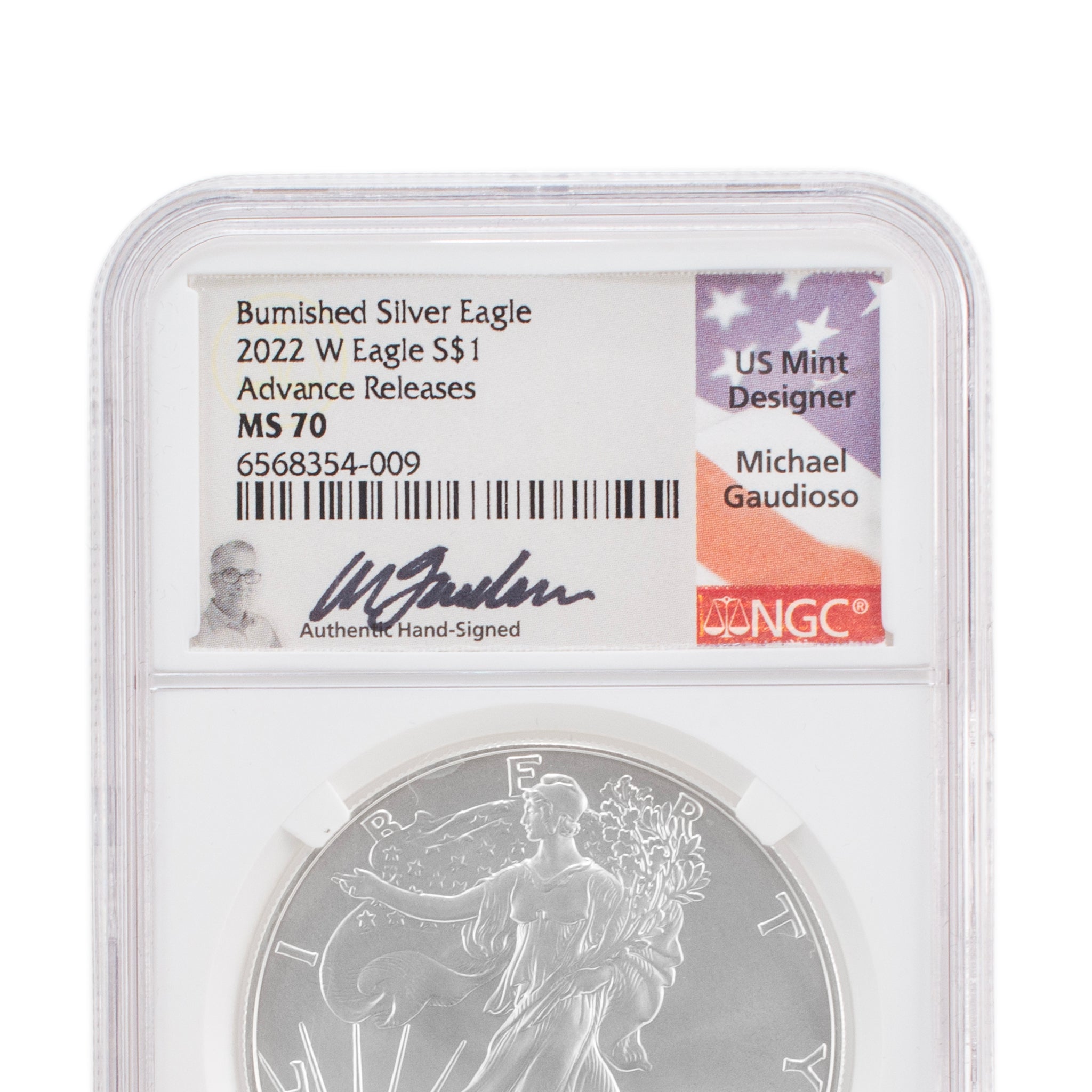 2022W NGC MS70 Advance Releases 1OZ 999 Silver $1 Michael Gaudioso Eagle Coin