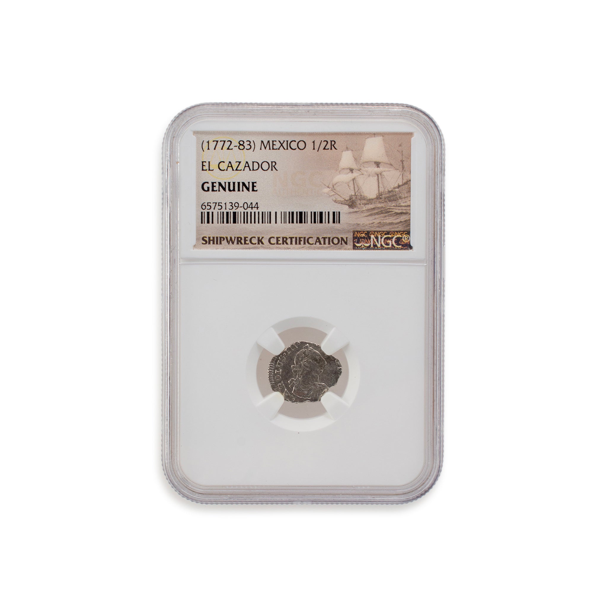 1772-83 NGC Genuine Silver 1/2R Mexico El Cazador Coin