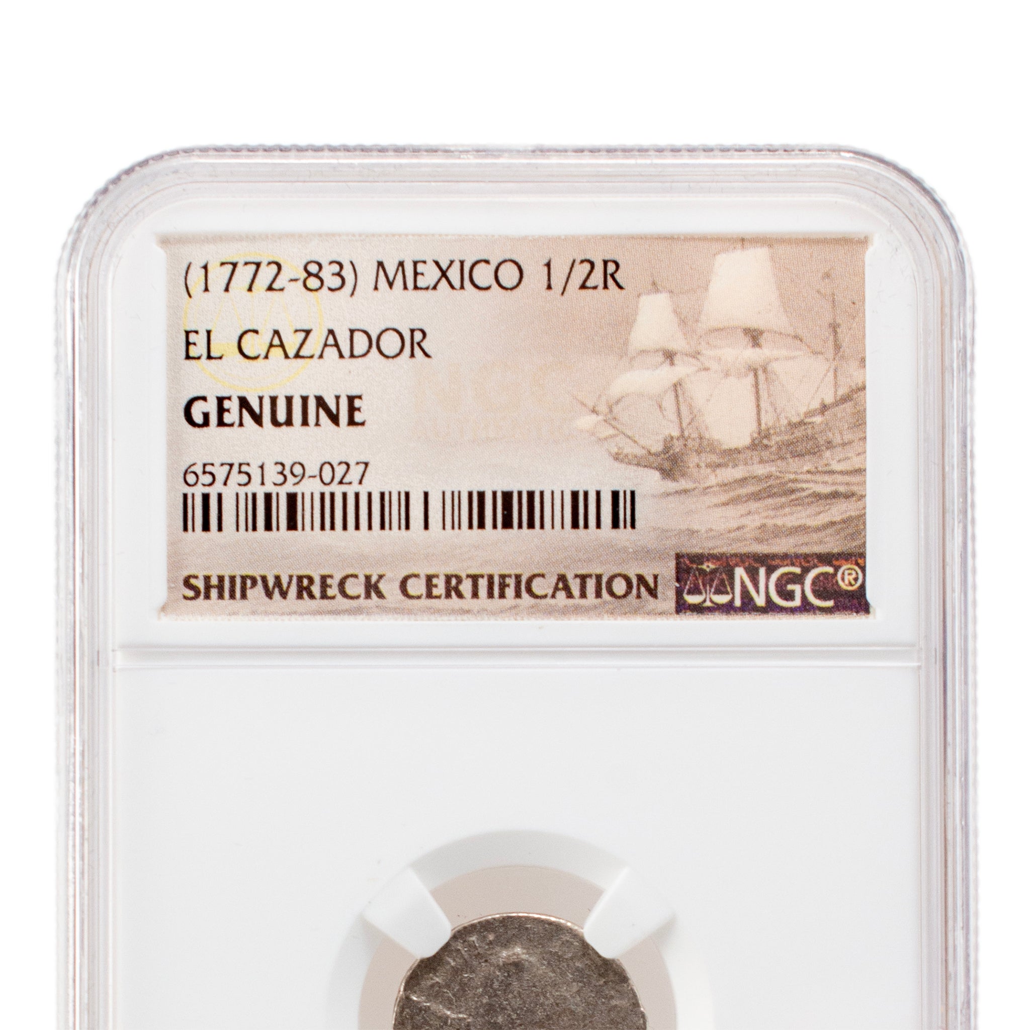 1772-83 NGC Genuine Silver 1/2R Mexico El Cazador Coin