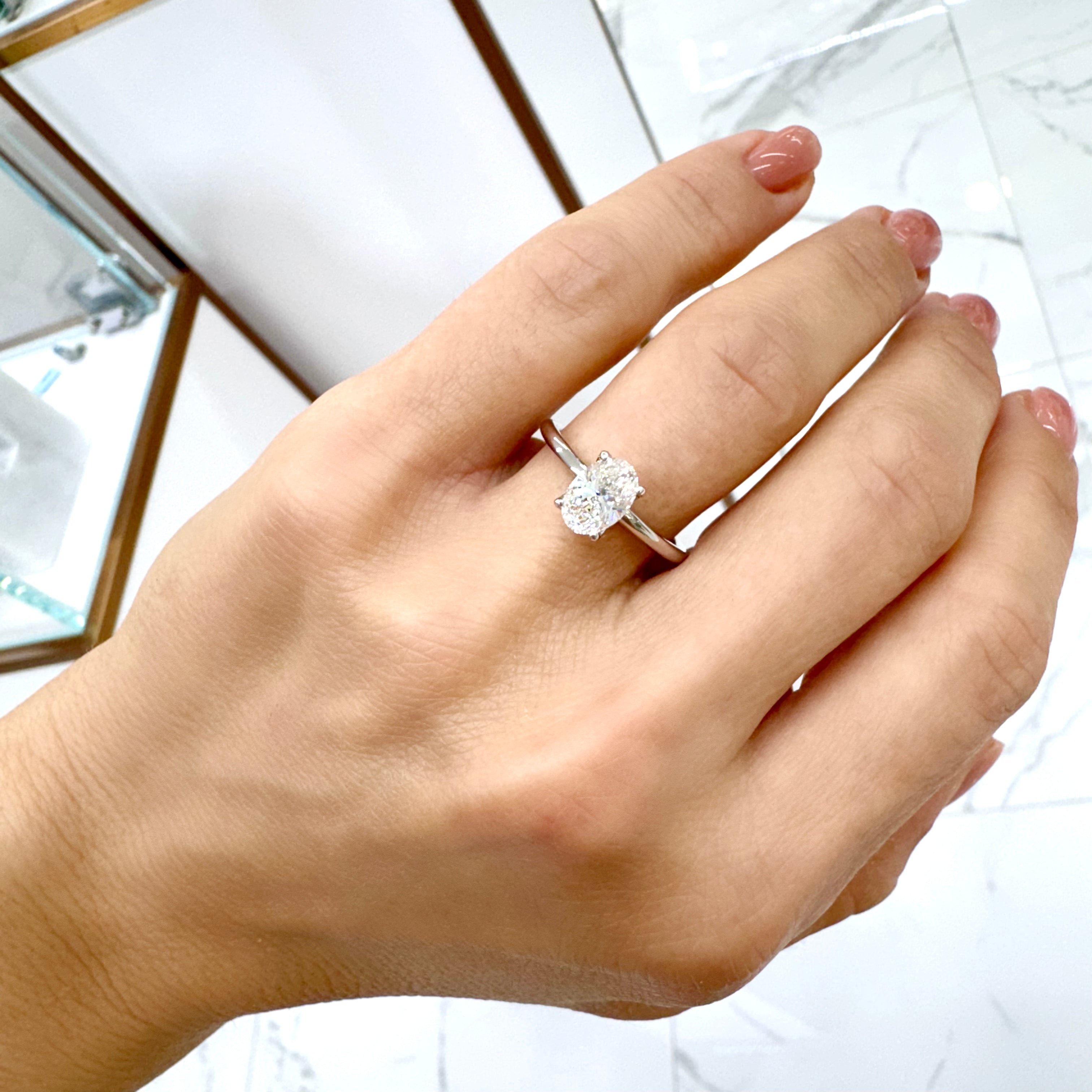 Ladies 14K White Gold IGI Oval 1.50ct Lab Grown Diamond Solitaire Engagement Ring