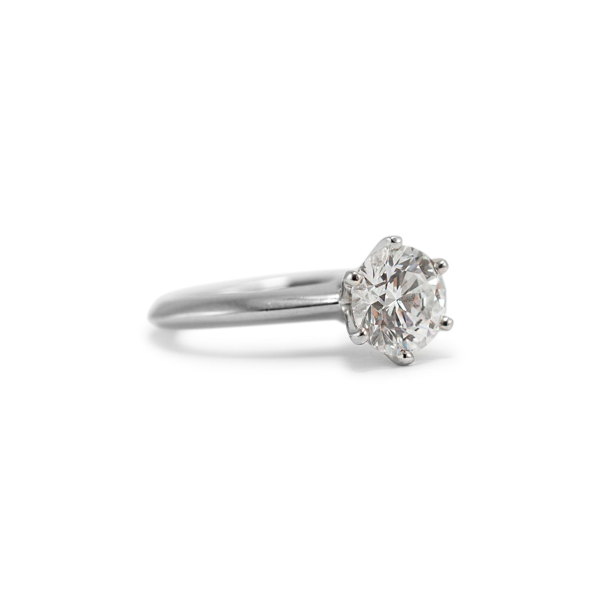 Tiffany & Co. The Tiffany Iconic Platinum 1.22ct Round F VS2 GIA Diamond Engagement Ring