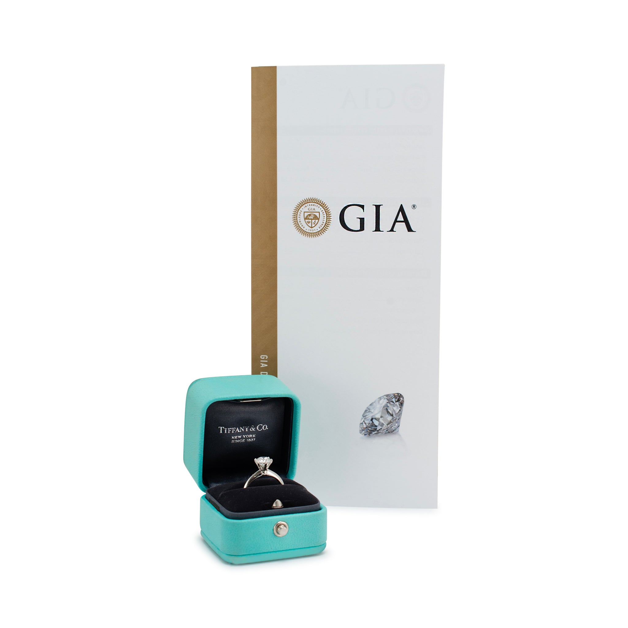Tiffany & Co. The Tiffany Iconic Platinum 1.22ct Round F VS2 GIA Diamond Engagement Ring