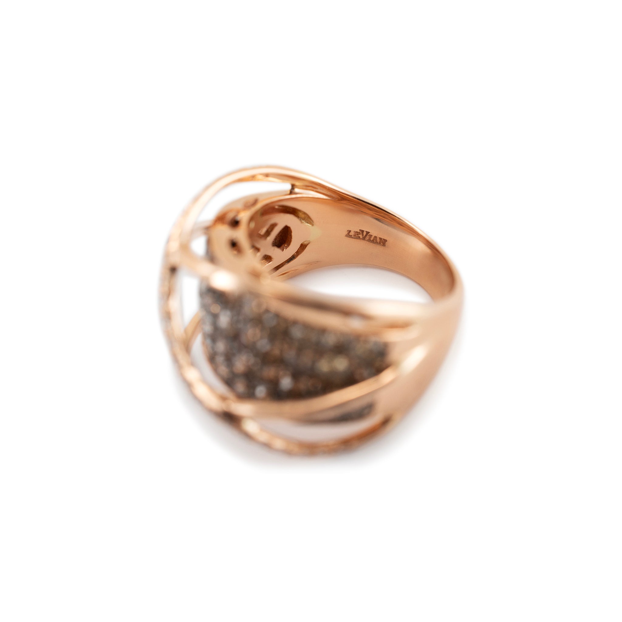 Levian 14K Rose Gold Chocolate & White Diamond Crossover Cocktail Ring