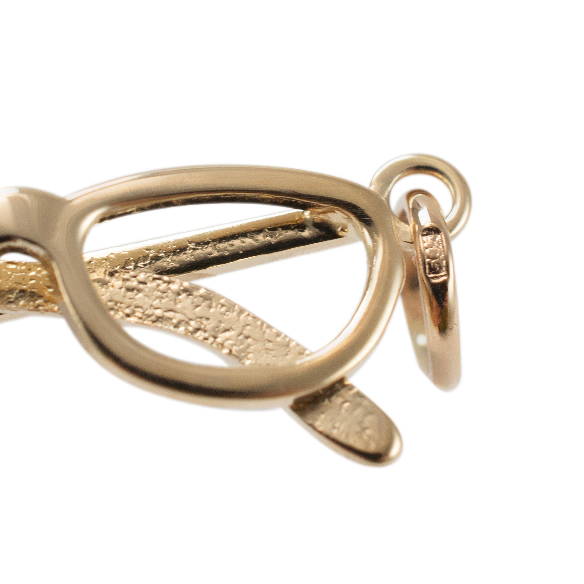 14K Yellow Gold Round Glasses Charm Pendant