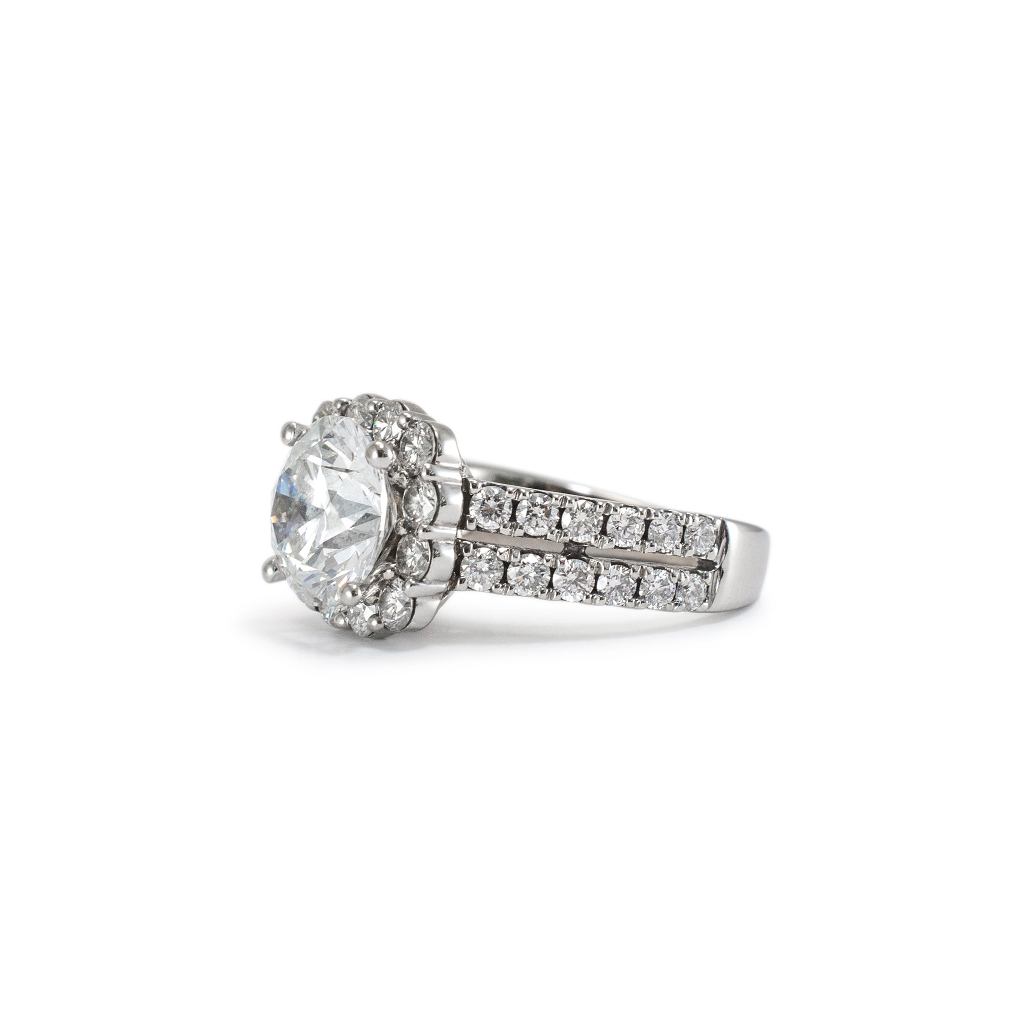 Ladies 14K White Gold Halo Accented 2.91ct Lab Grown Diamond Engagement Ring