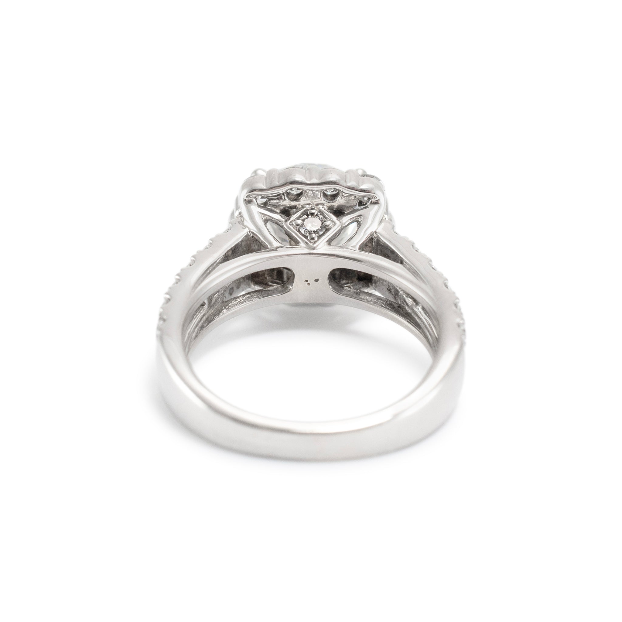 Ladies 14K White Gold Halo Accented 2.91ct Lab Grown Diamond Engagement Ring
