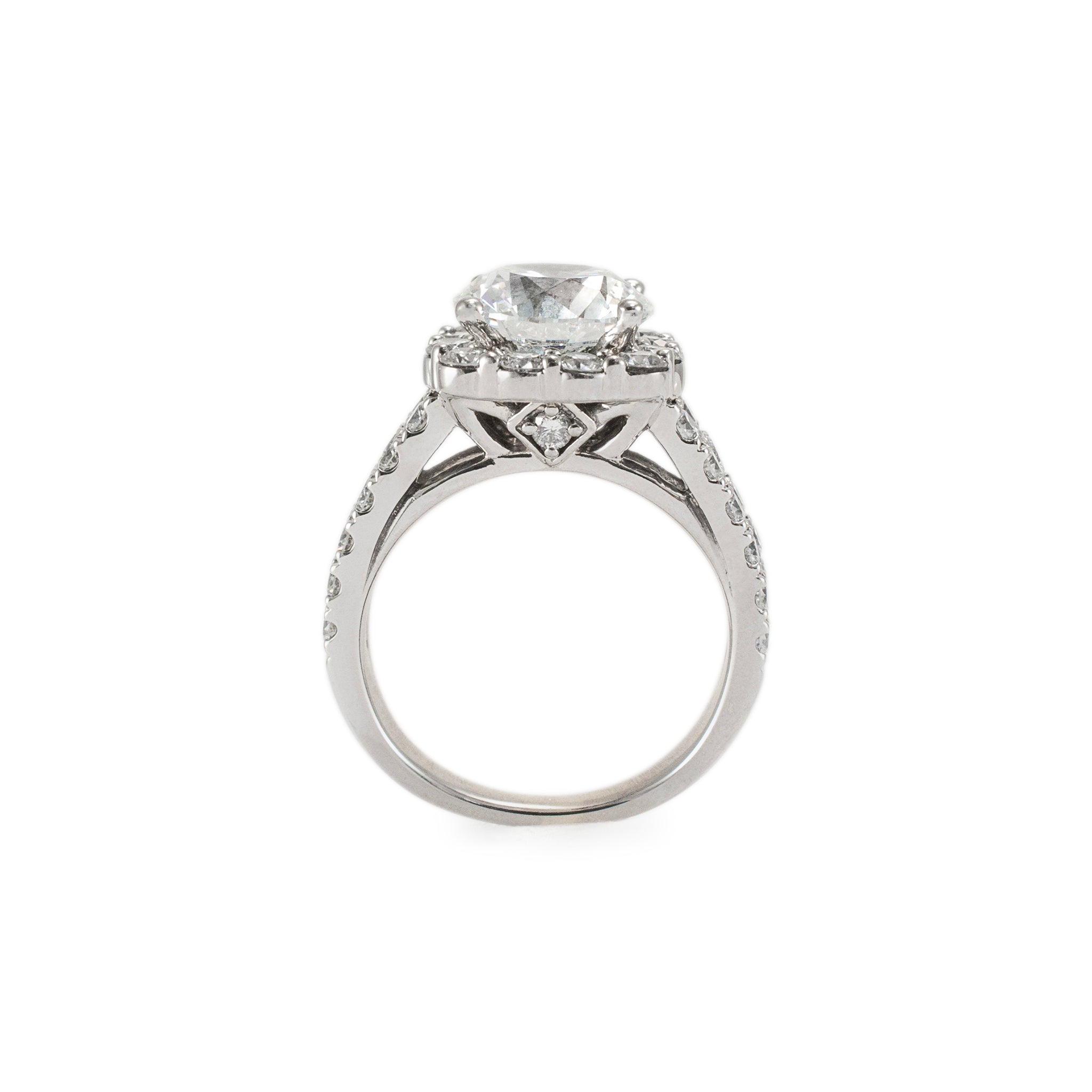 Ladies 14K White Gold Halo Accented 2.91ct Lab Grown Diamond Engagement Ring