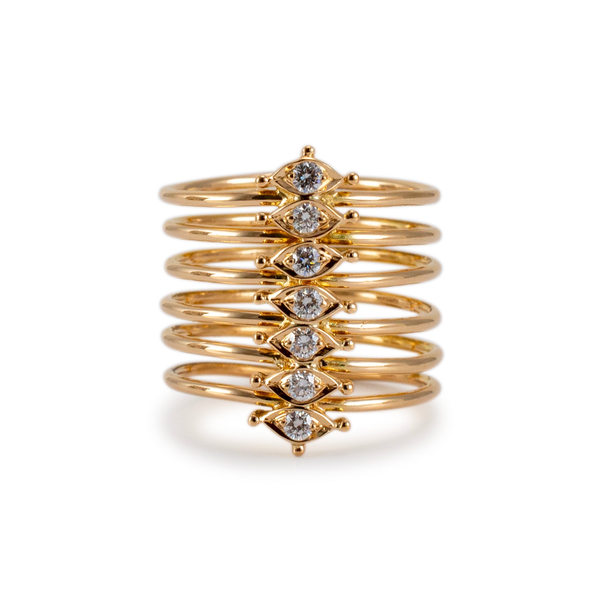 Ladies 18K Yellow Gold Stacking Diamond Band Ring