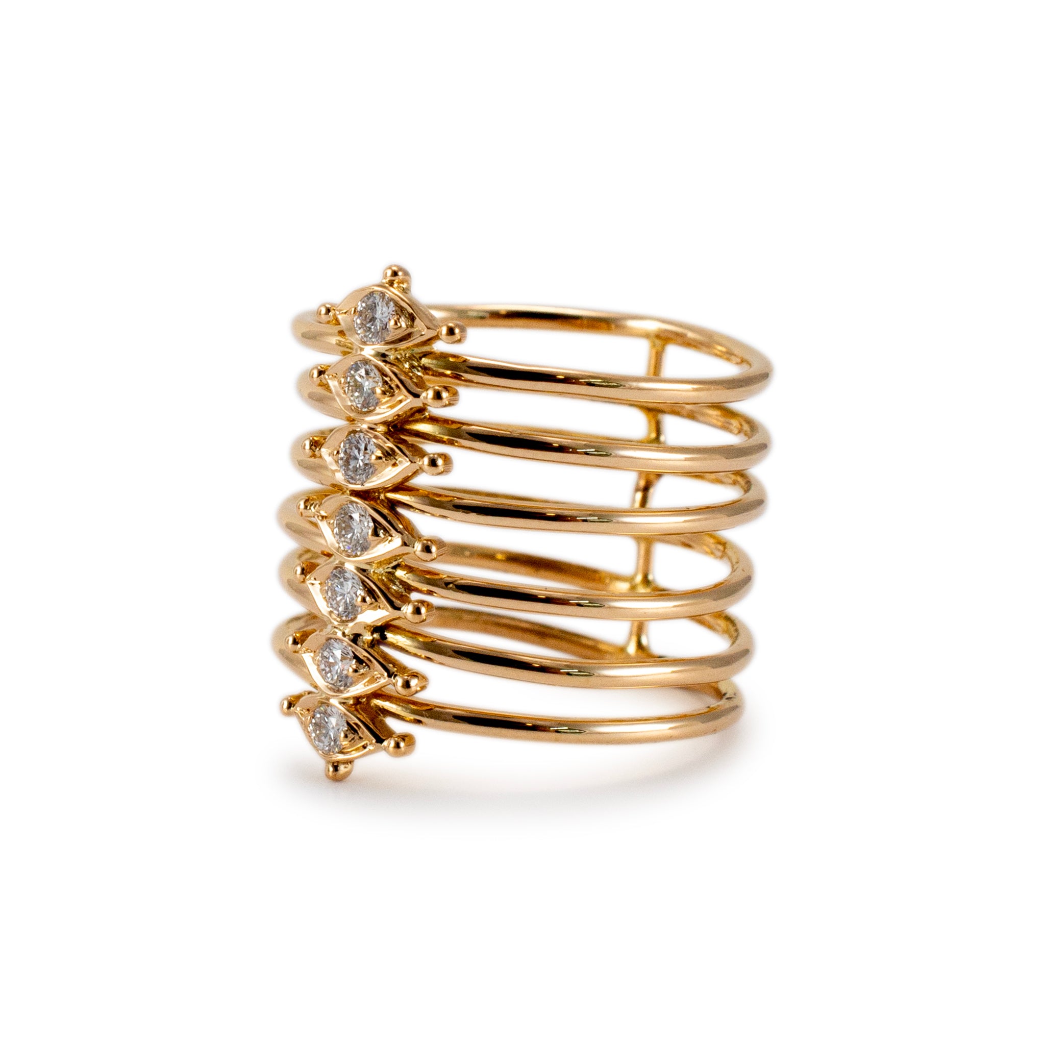 Ladies 18K Yellow Gold Stacking Diamond Band Ring