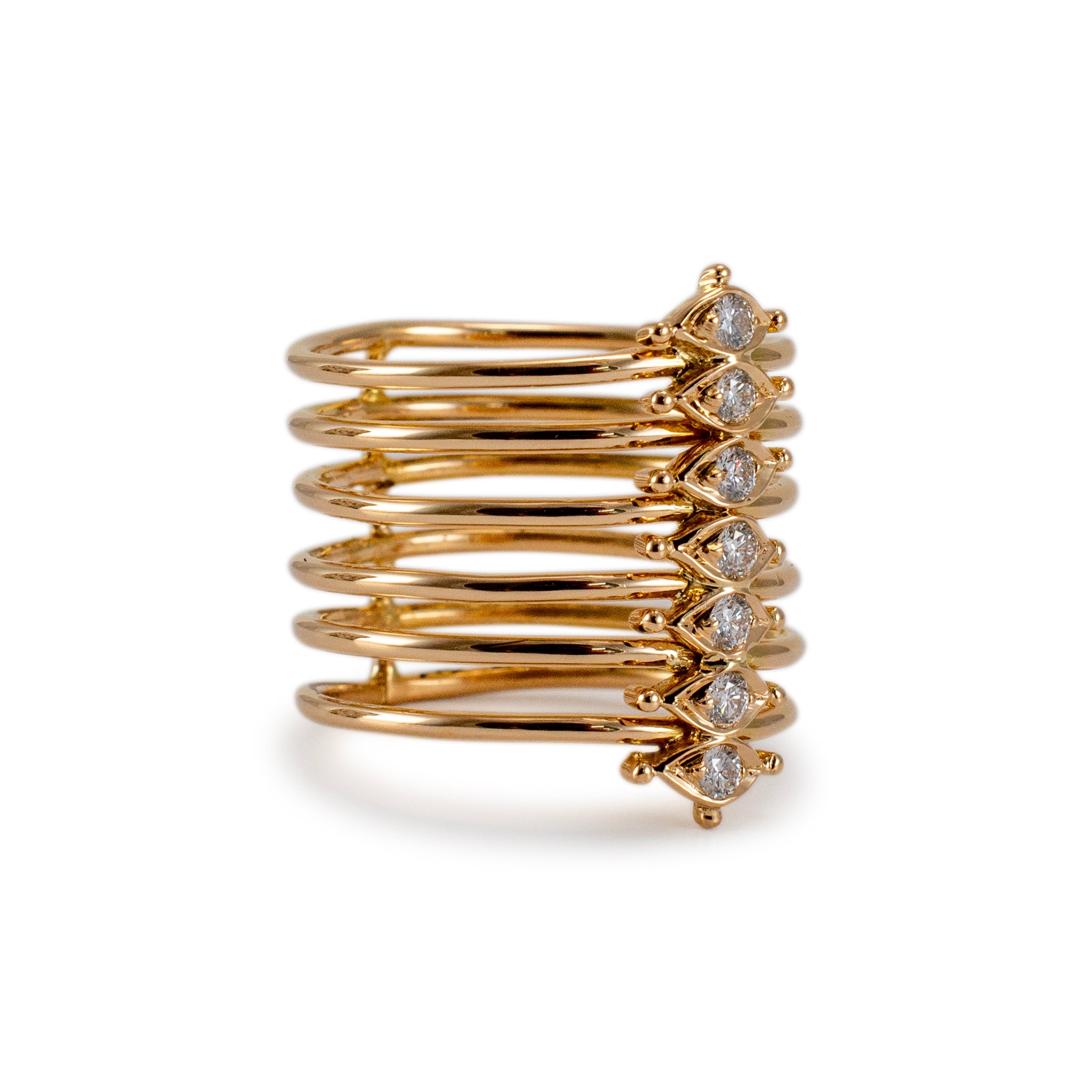 Ladies 18K Yellow Gold Stacking Diamond Band Ring