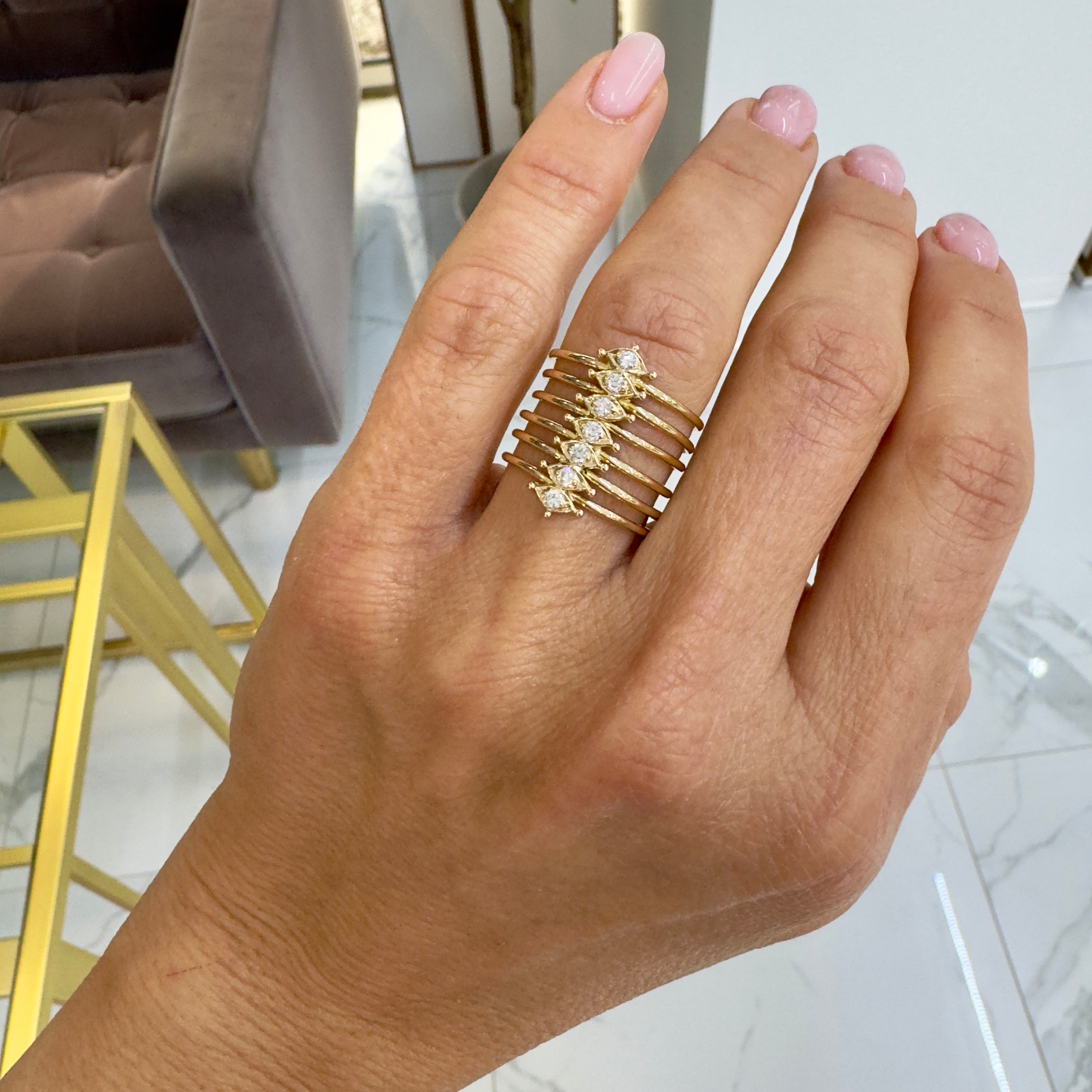 Ladies 18K Yellow Gold Stacking Diamond Band Ring