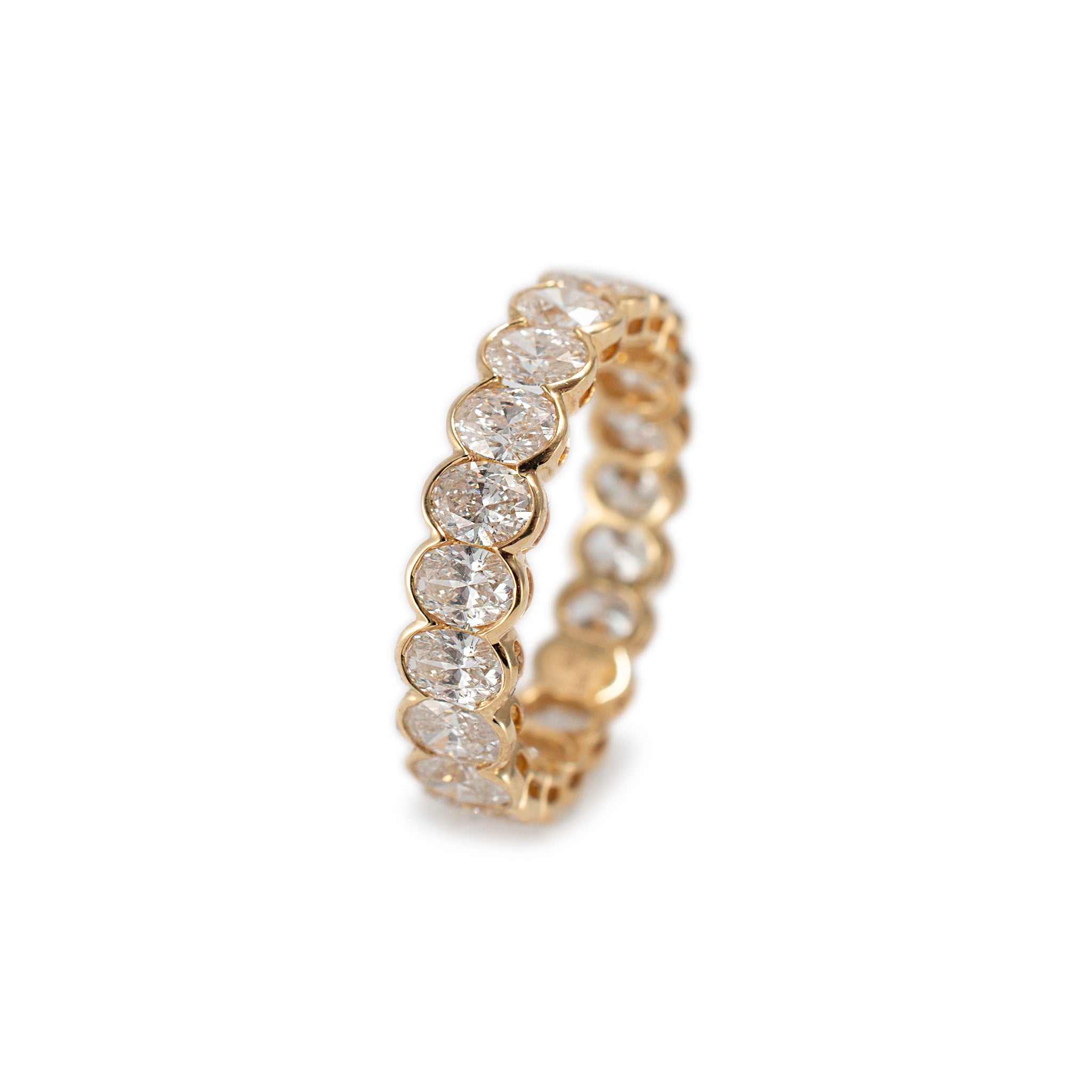 Ladies 18K Yellow Gold Full Eternity 3.17ct Oval Diamond Wedding Band