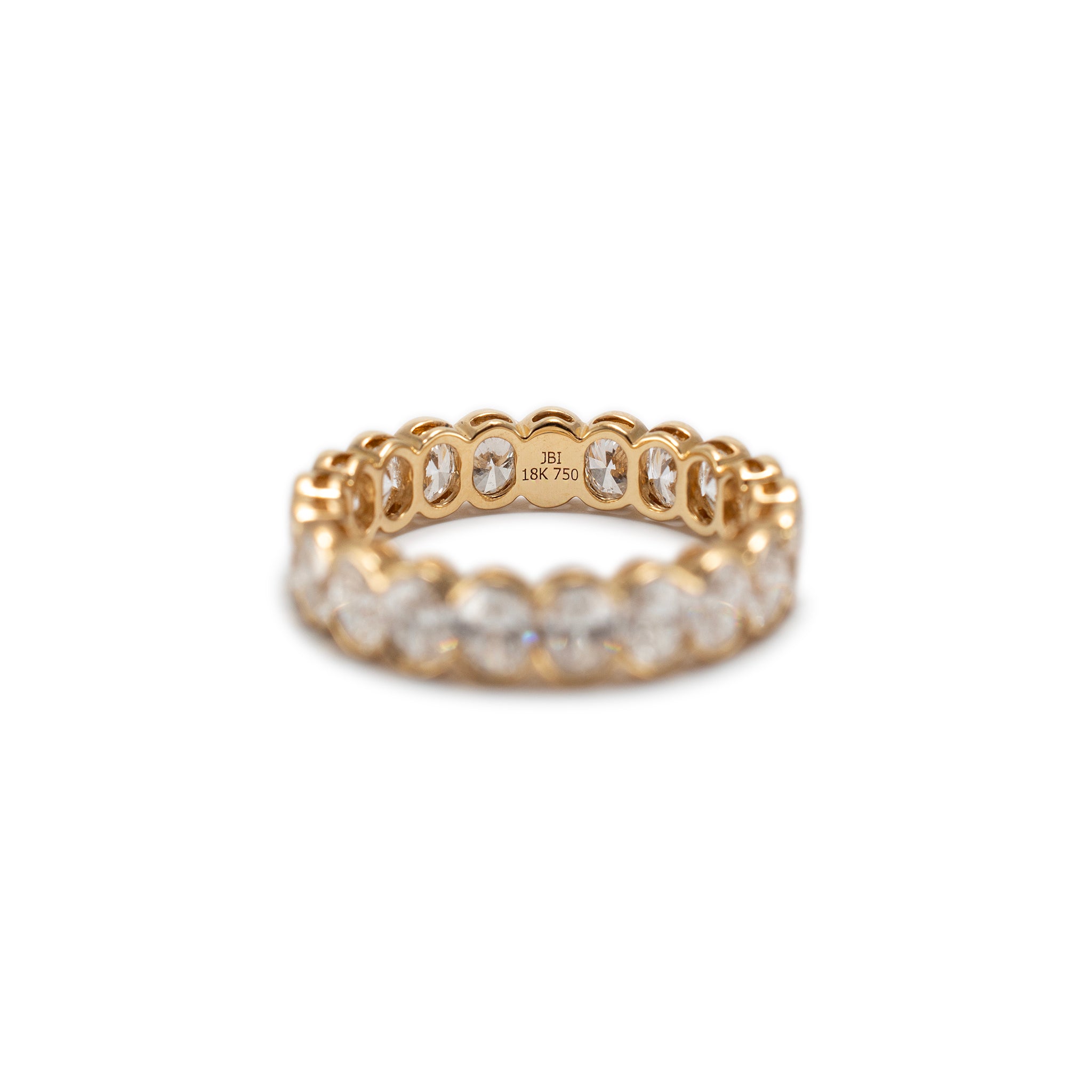 Ladies 18K Yellow Gold Full Eternity 3.17ct Oval Diamond Wedding Band