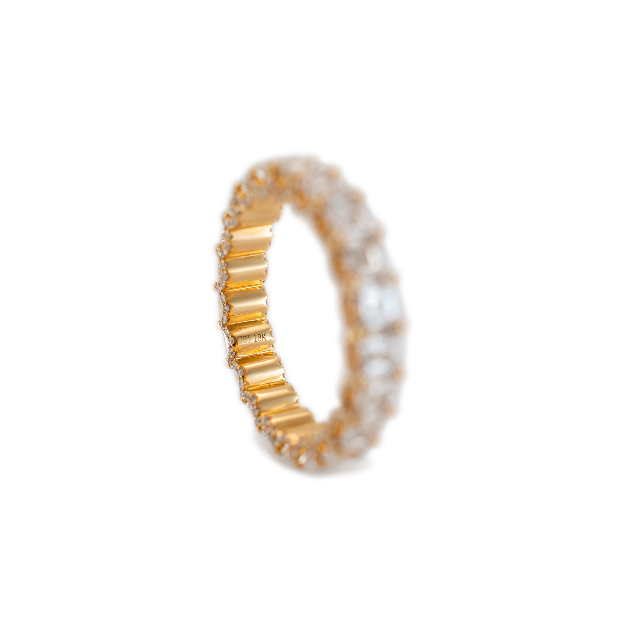 18K Yellow Gold Full Eternity 4.43ct. Asscher Cut Diamond Accented Wedding Band