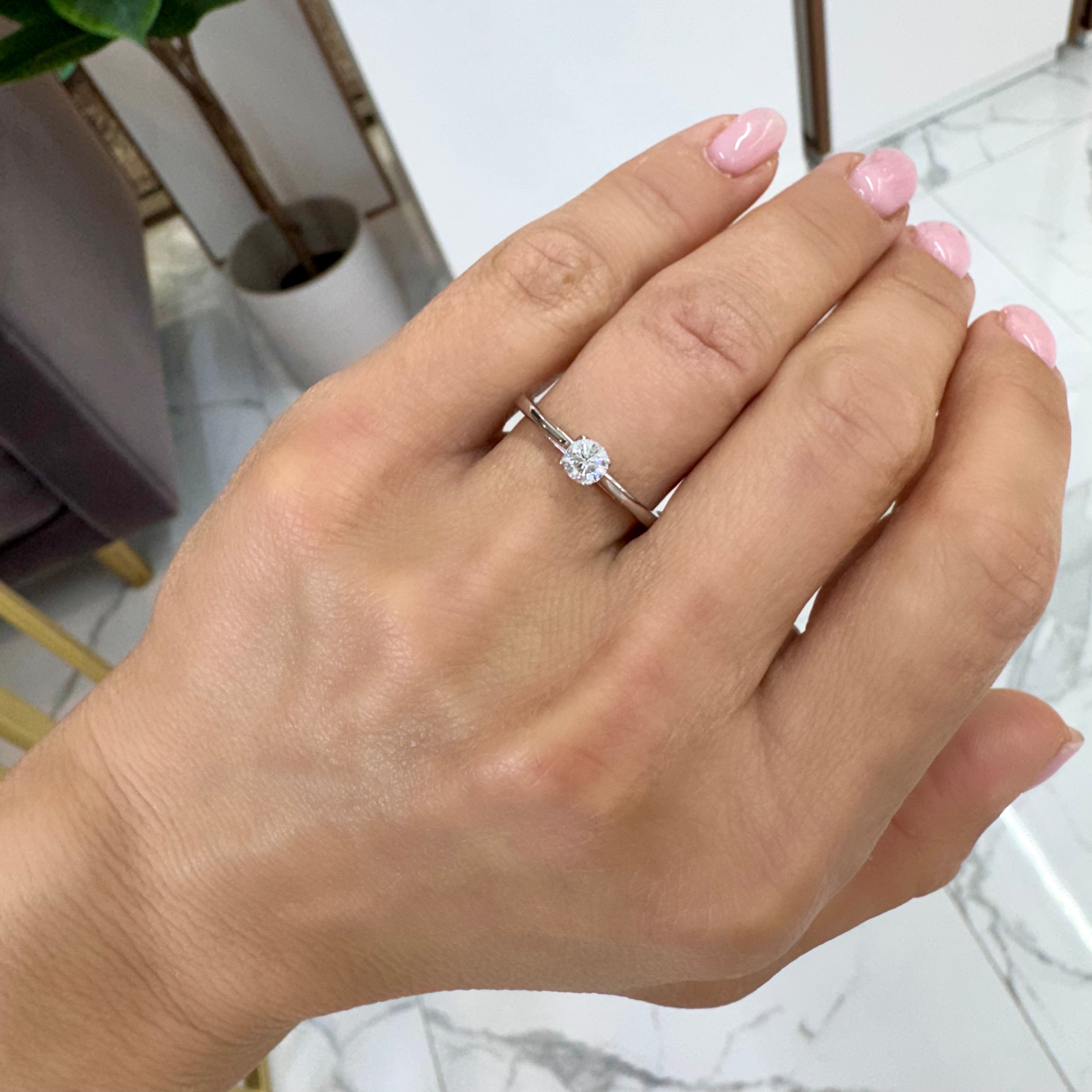 Ladies 10K White Gold Lab Grown Diamond Cathedral Engagement Ring