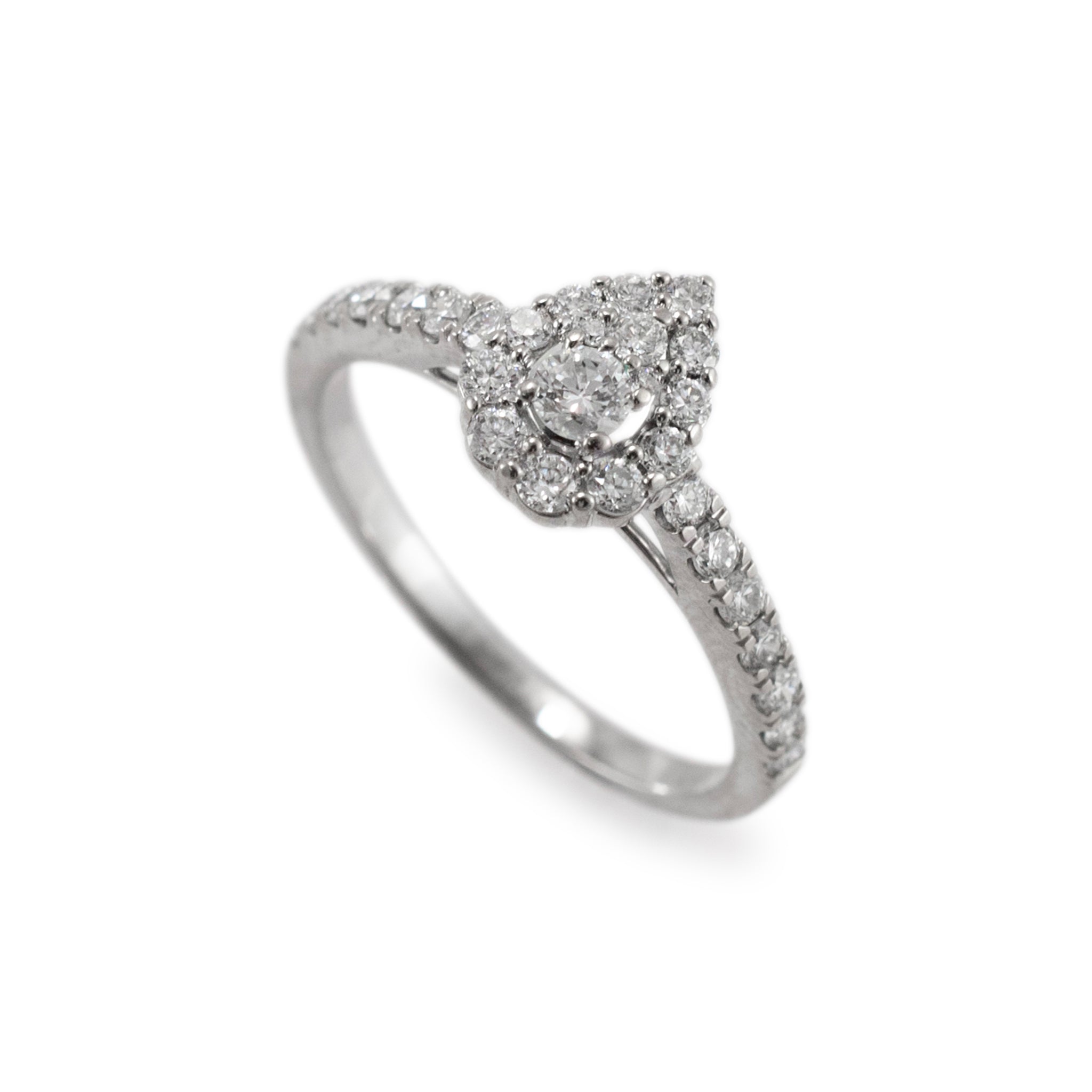 Ladies 10K White Gold Pear Shape Cluster Lab Grown Diamond Engagement Ring