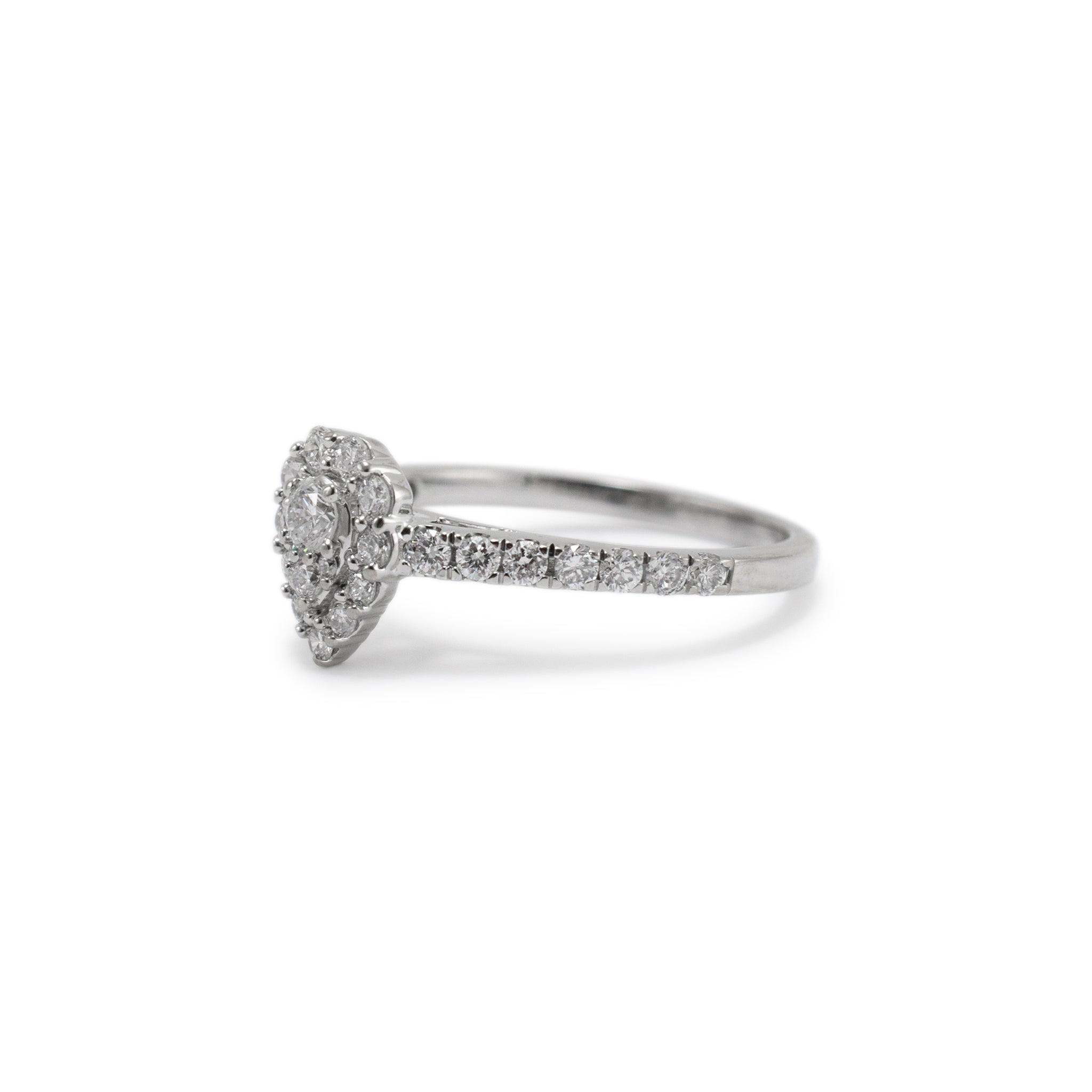 Ladies 10K White Gold Pear Shape Cluster Lab Grown Diamond Engagement Ring