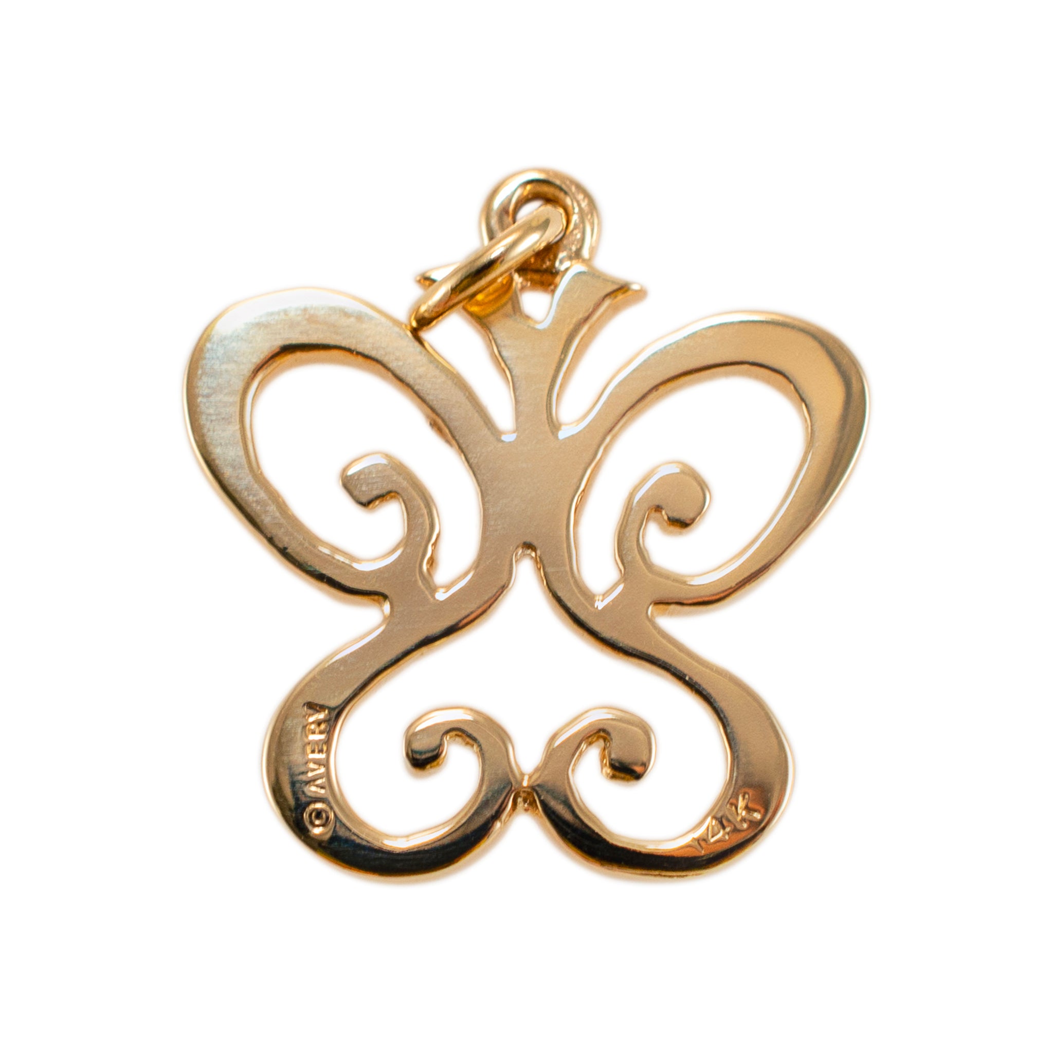 James Avery Retired 14K Yellow Gold Open Lace Butterfly Charm Pendant