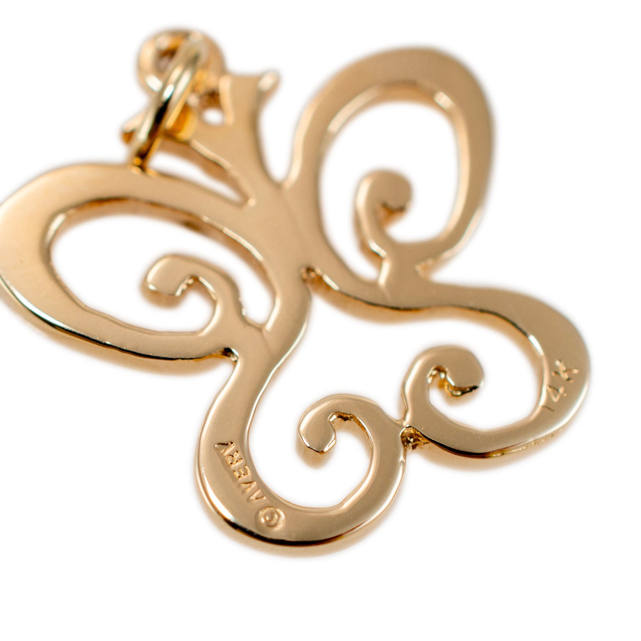 James Avery Retired 14K Yellow Gold Open Lace Butterfly Charm Pendant