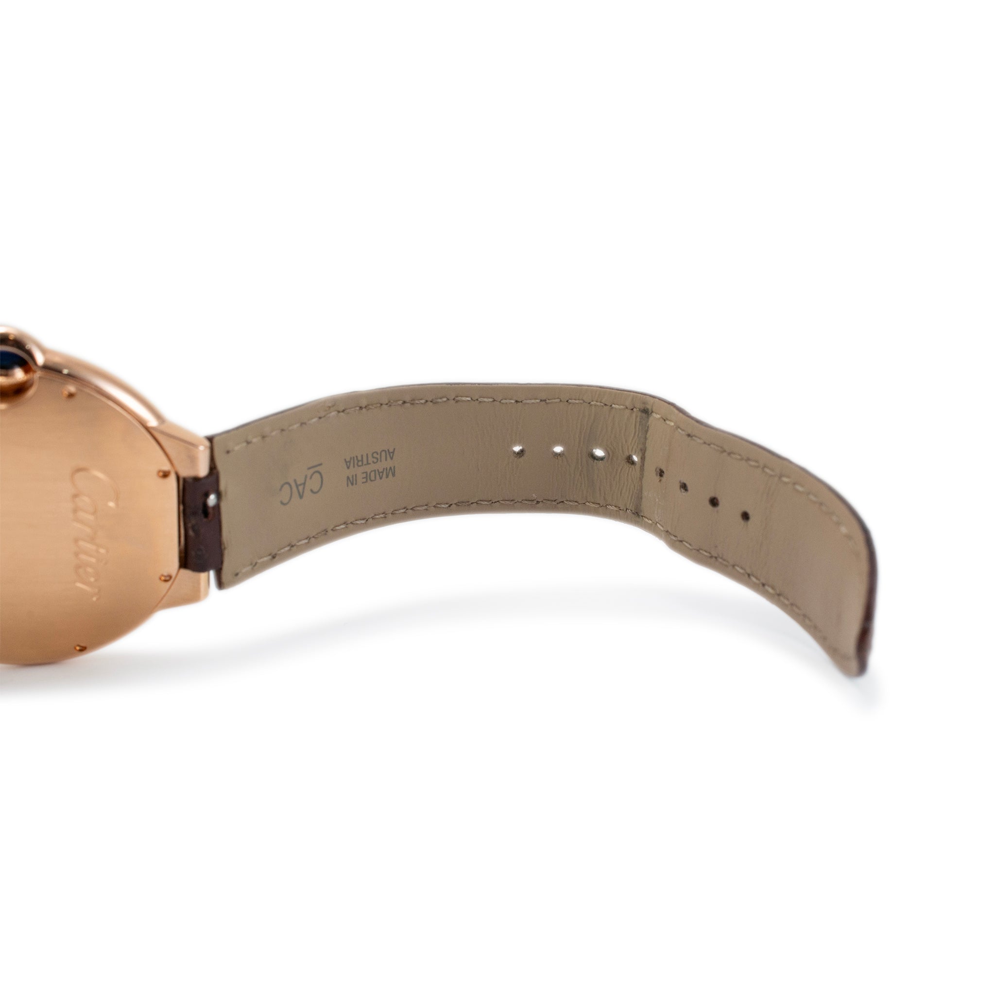 Cartier Ballon Bleu 42MM 3941 WGBB0030 18K Rose Gold Brown Leather Strap Watch
