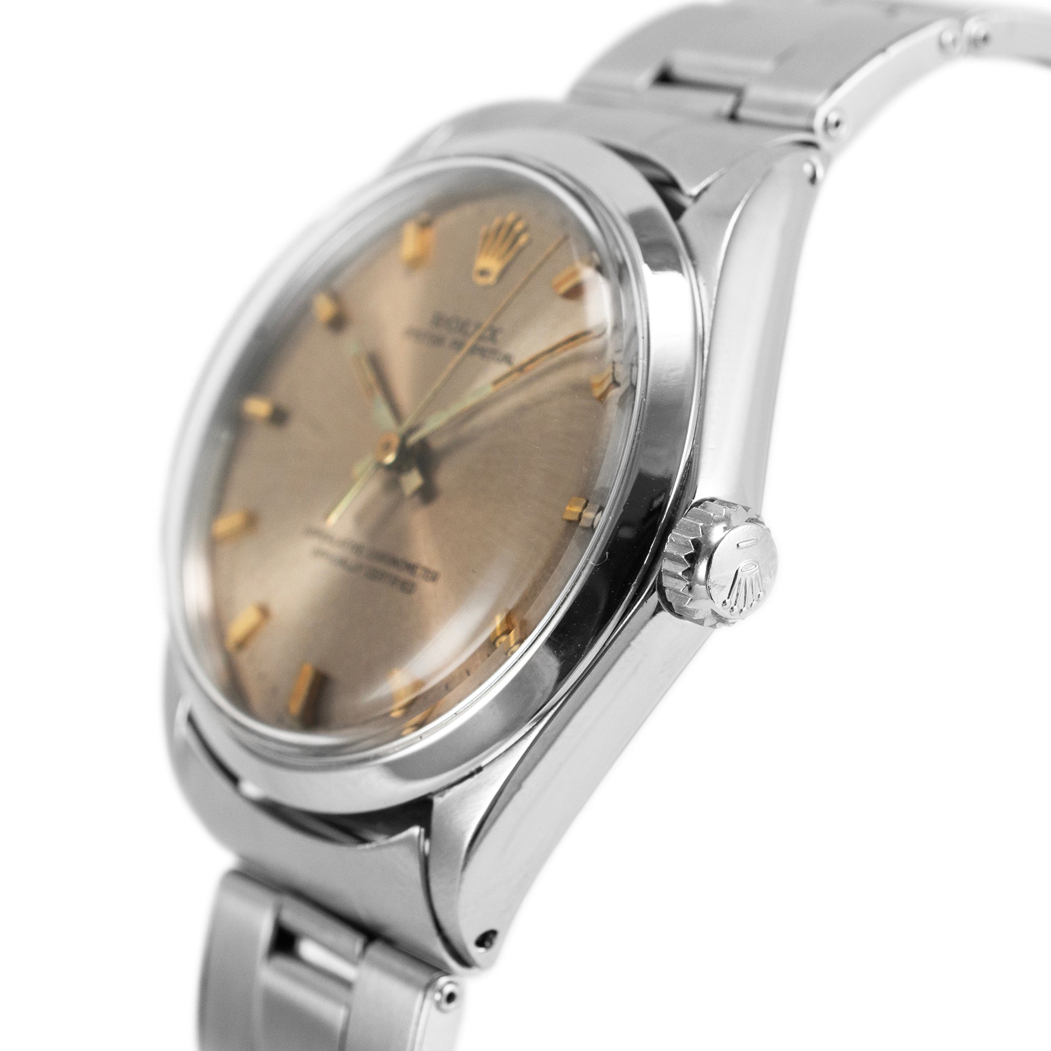 Vintage 1968 Rolex Oyster Perpetual 34MM 1002 Brown Stick Stainless Steel Watch