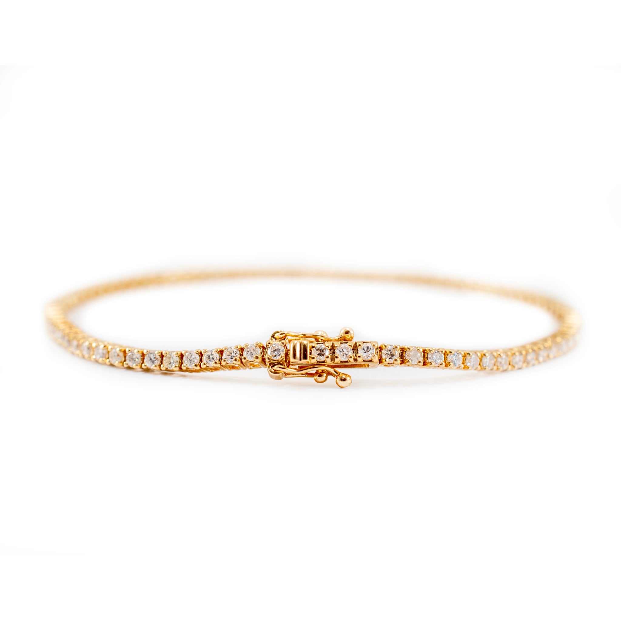 14K Yellow Gold 4-Prong 1.57ct Diamond Tennis Bracelet