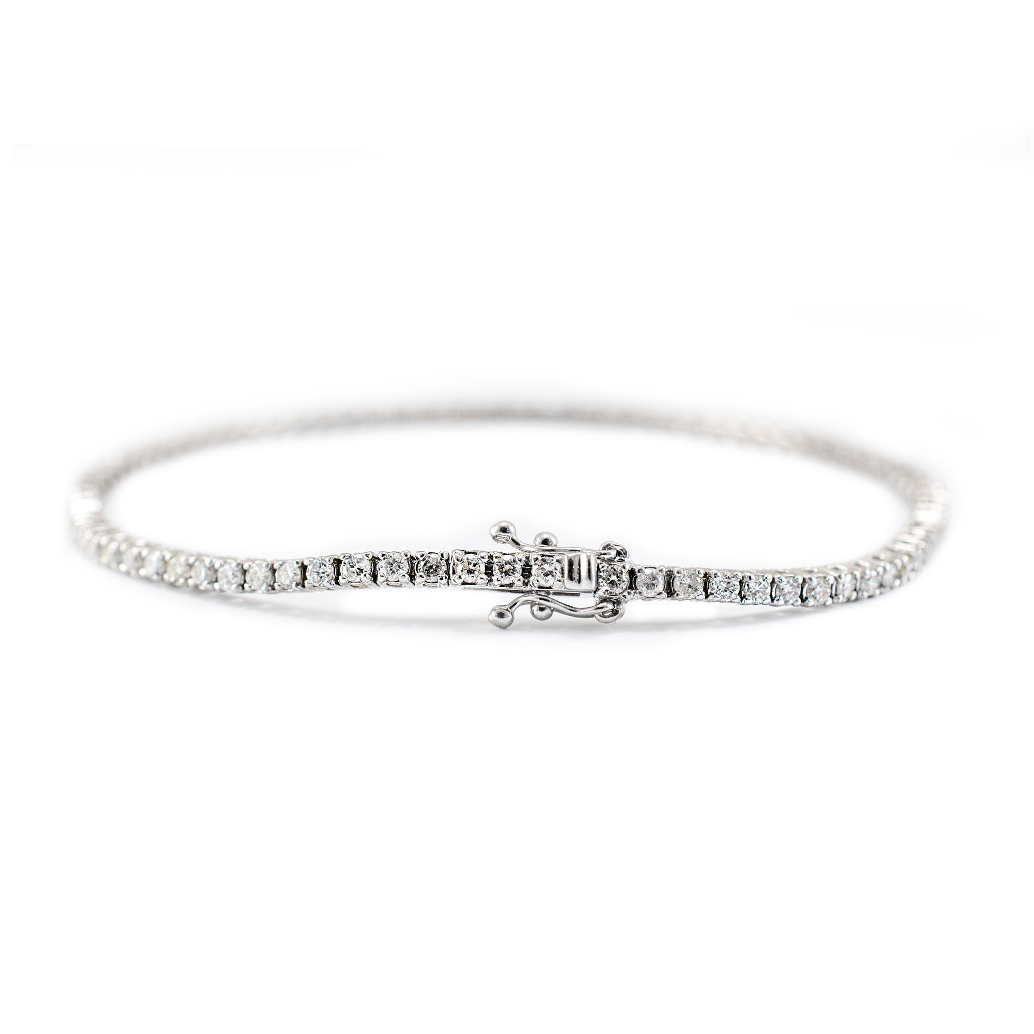 14K White Gold 4-Prong 1.57ct Diamond Tennis Bracelet