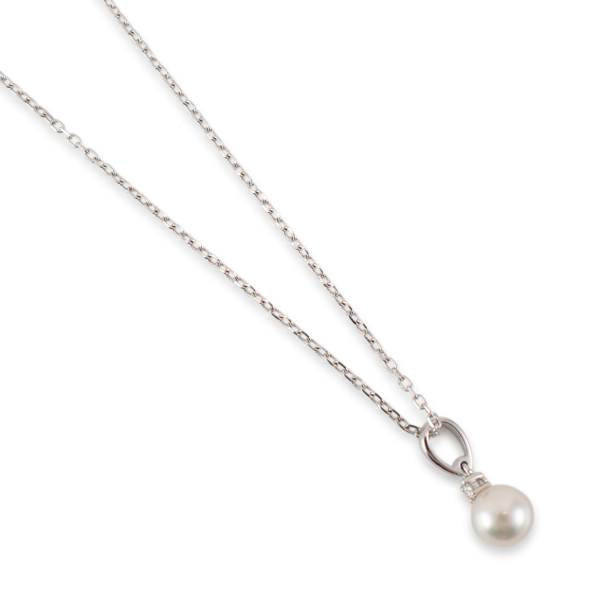 Mikimoto 18K White Gold 6.5mm Akoya Pearl Solitaire Pendant Necklace