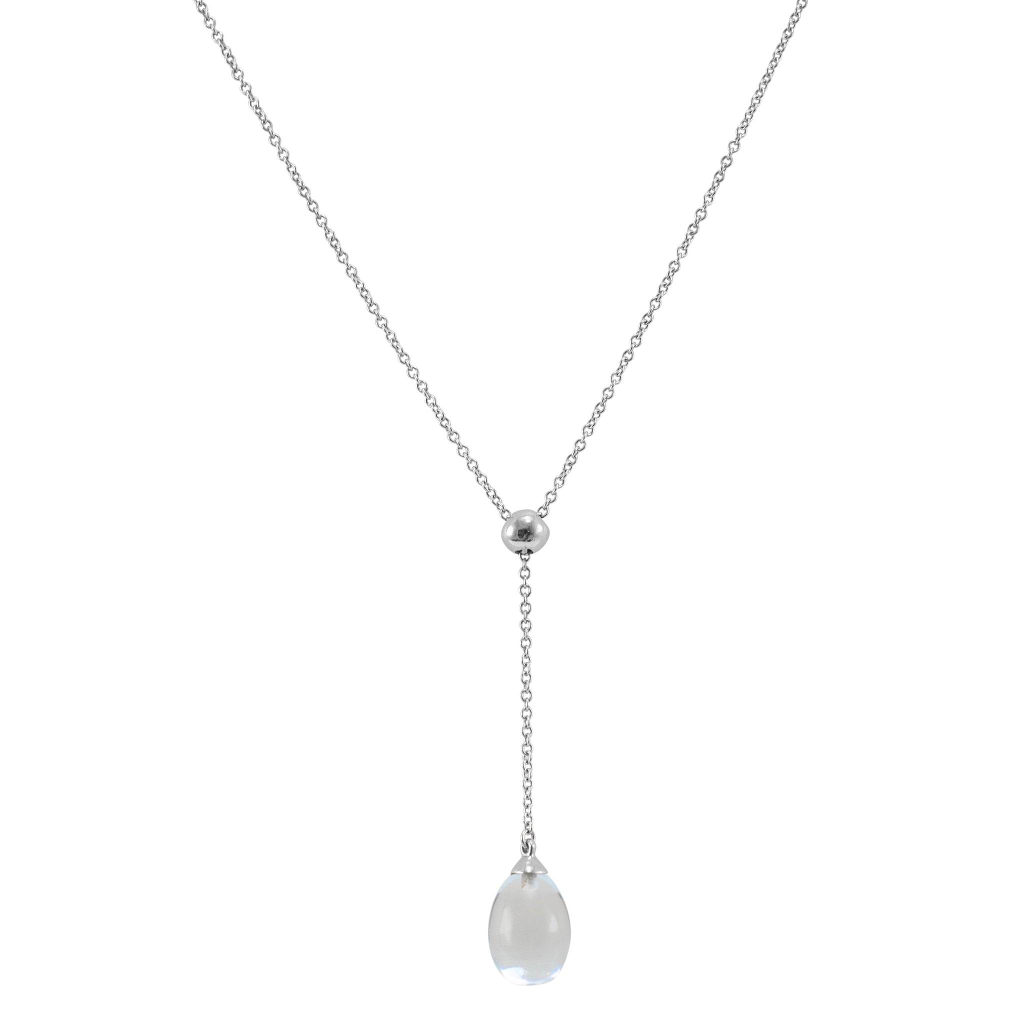 Tiffany & Co. 18K White Gold Aquamarine Drop Pendant Necklace