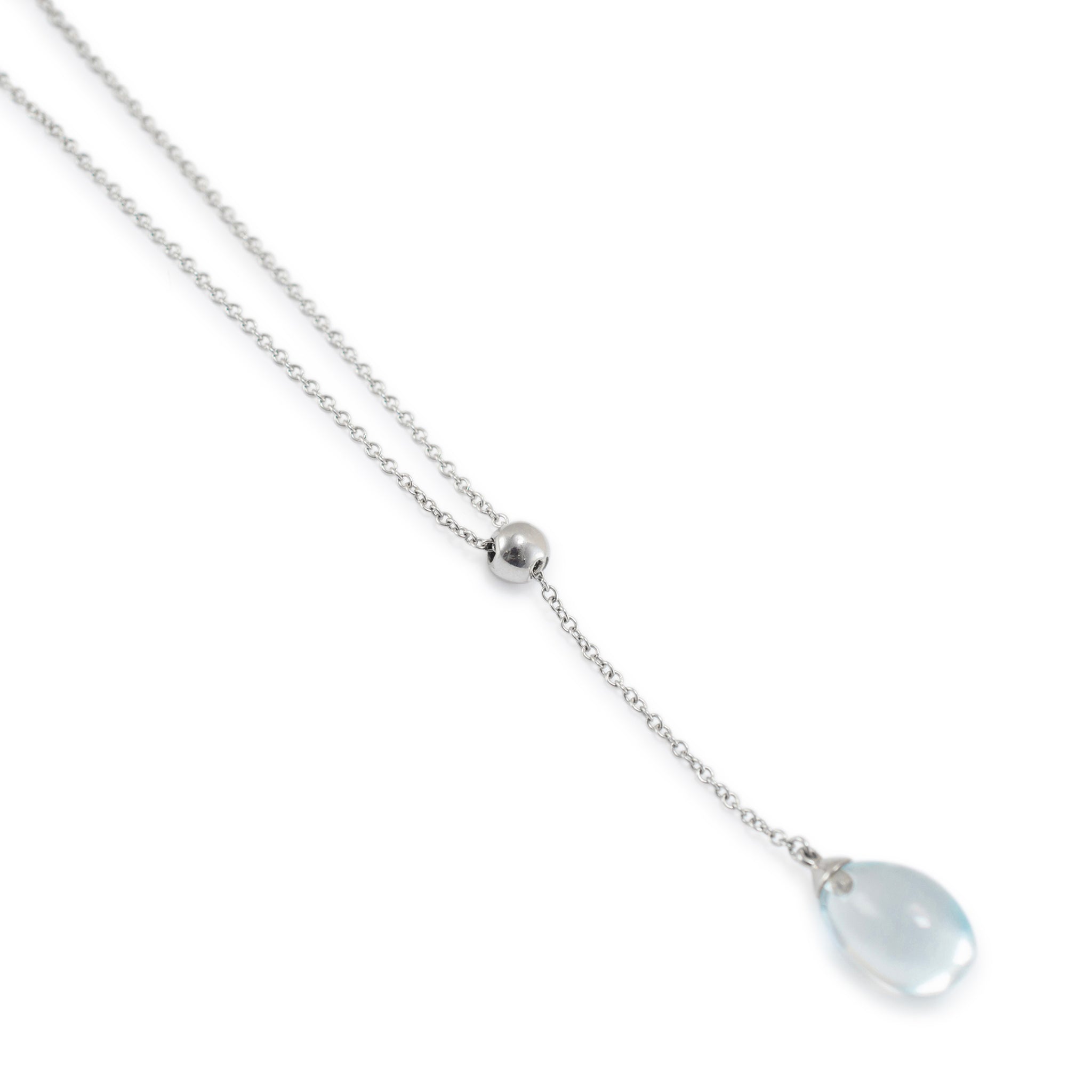 Tiffany & Co. 18K White Gold Aquamarine Drop Pendant Necklace