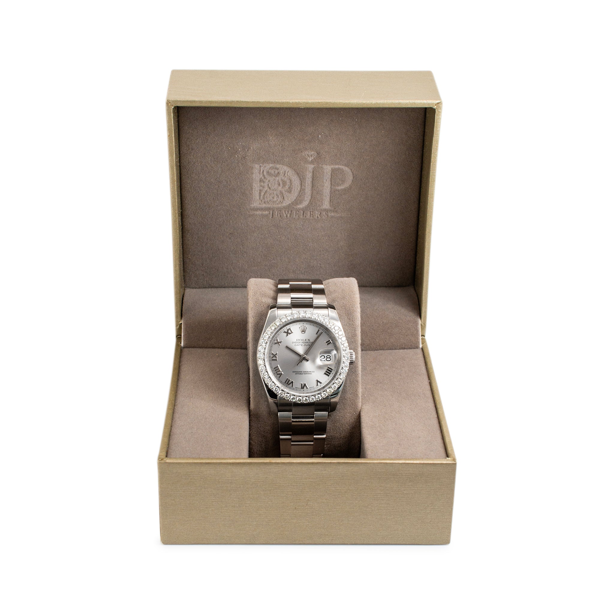 Rolex Datejust 36MM 116200 Roman Dial Diamond Bezel Oyster Stainless Steel Watch