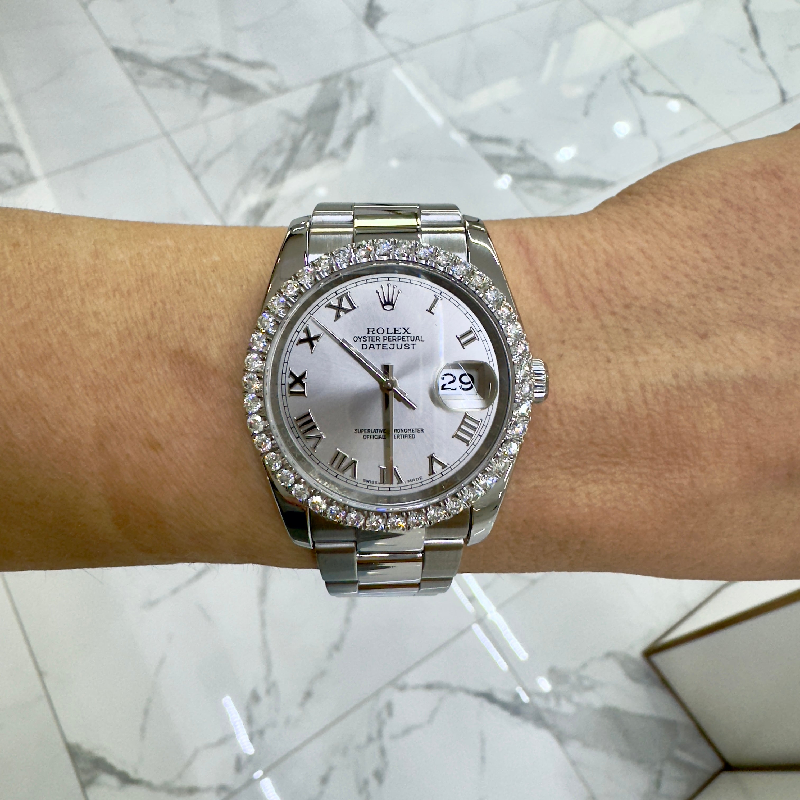 Rolex Datejust 36MM 116200 Roman Dial Diamond Bezel Oyster Stainless Steel Watch
