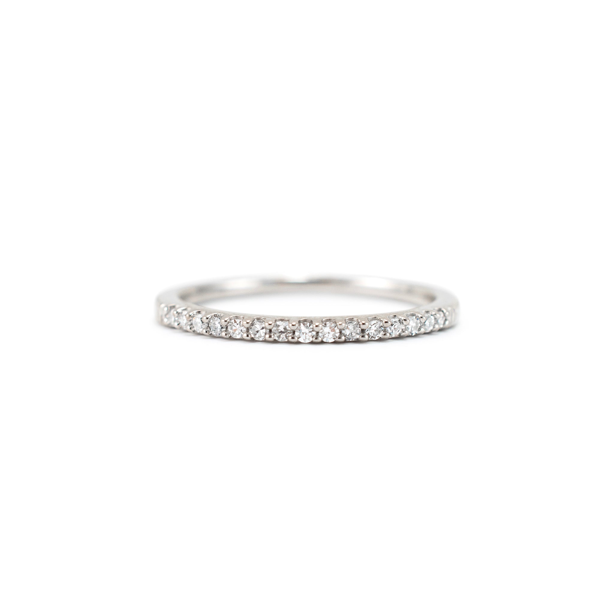 Ladies 10K White Gold Half Eternity Lab Grown Diamond Wedding Band
