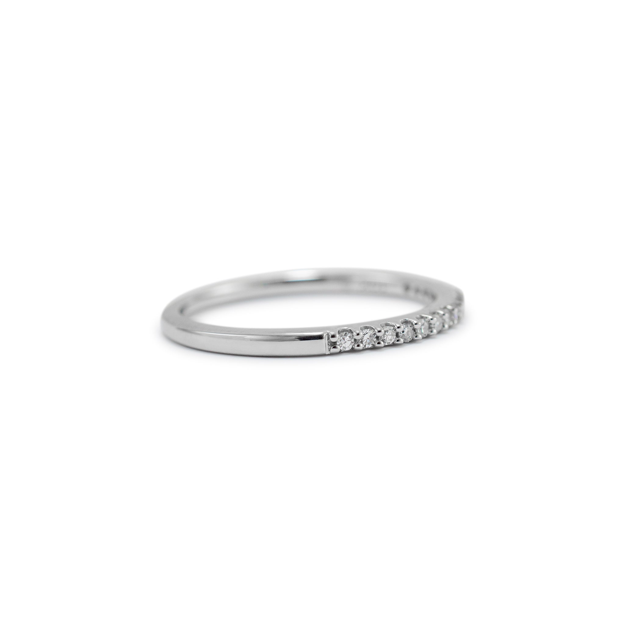 Ladies 10K White Gold Half Eternity Lab Grown Diamond Wedding Band