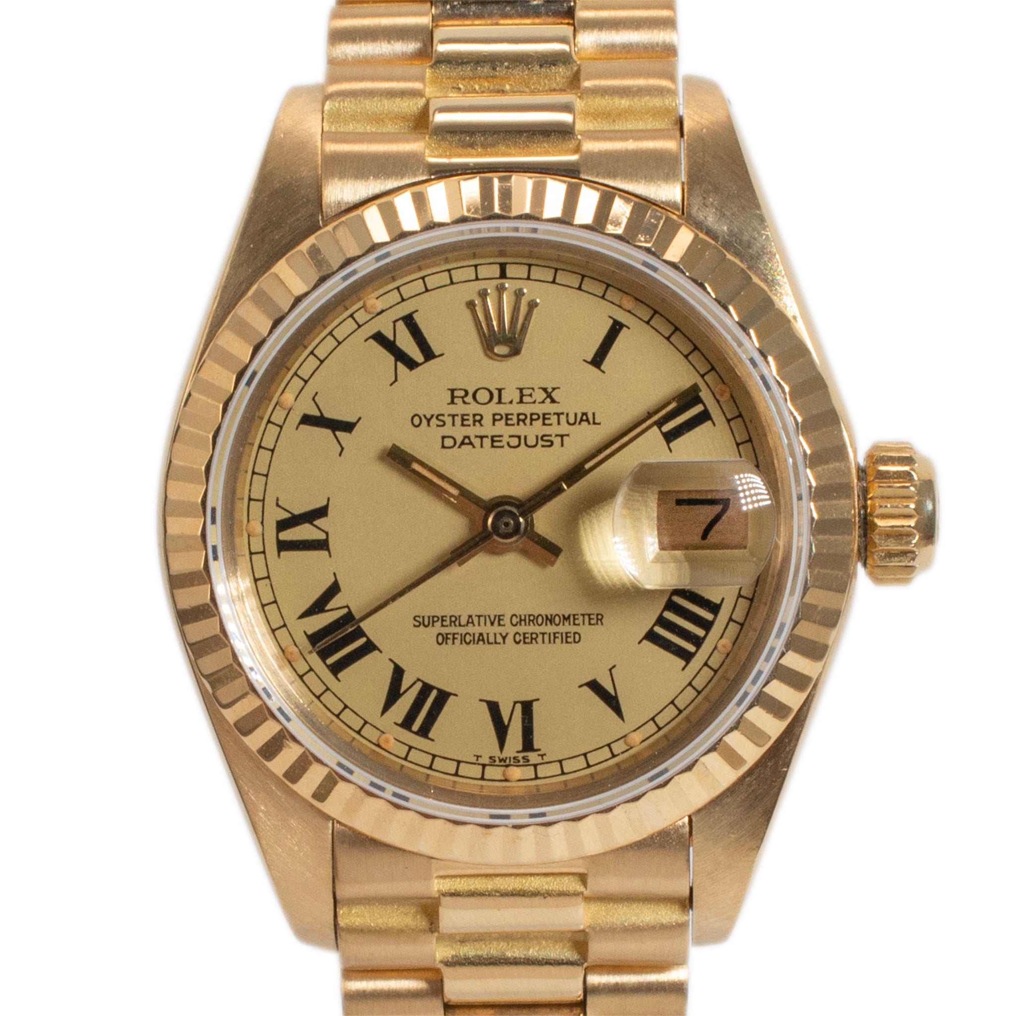 1976 Rolex Lady Datejust 26MM 6917 Diamond Dial President 18K Yellow Gold Watch