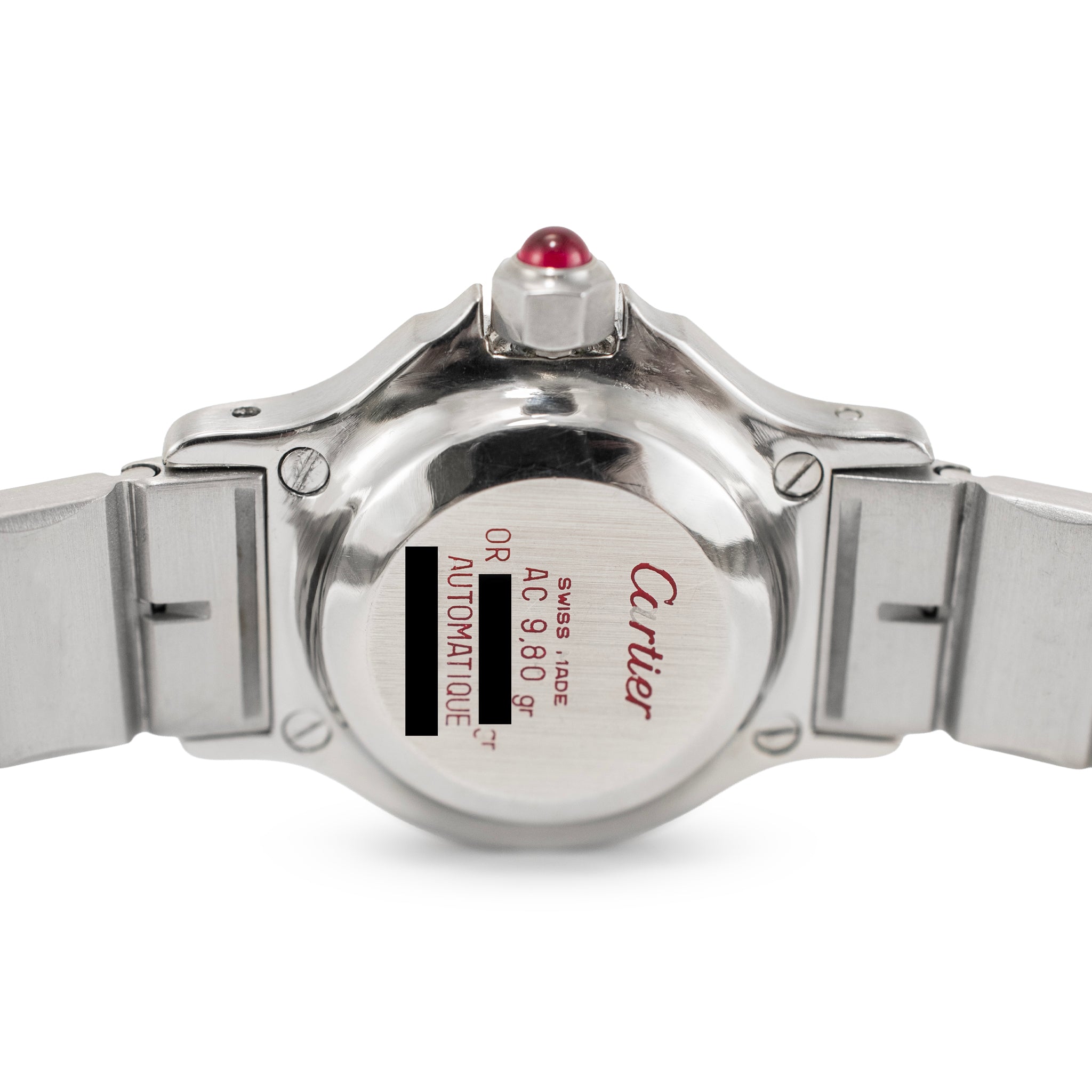 Ladies Cartier Santos Octagon 25MM 0907 Burgundy Gold Steel Automatic Watch