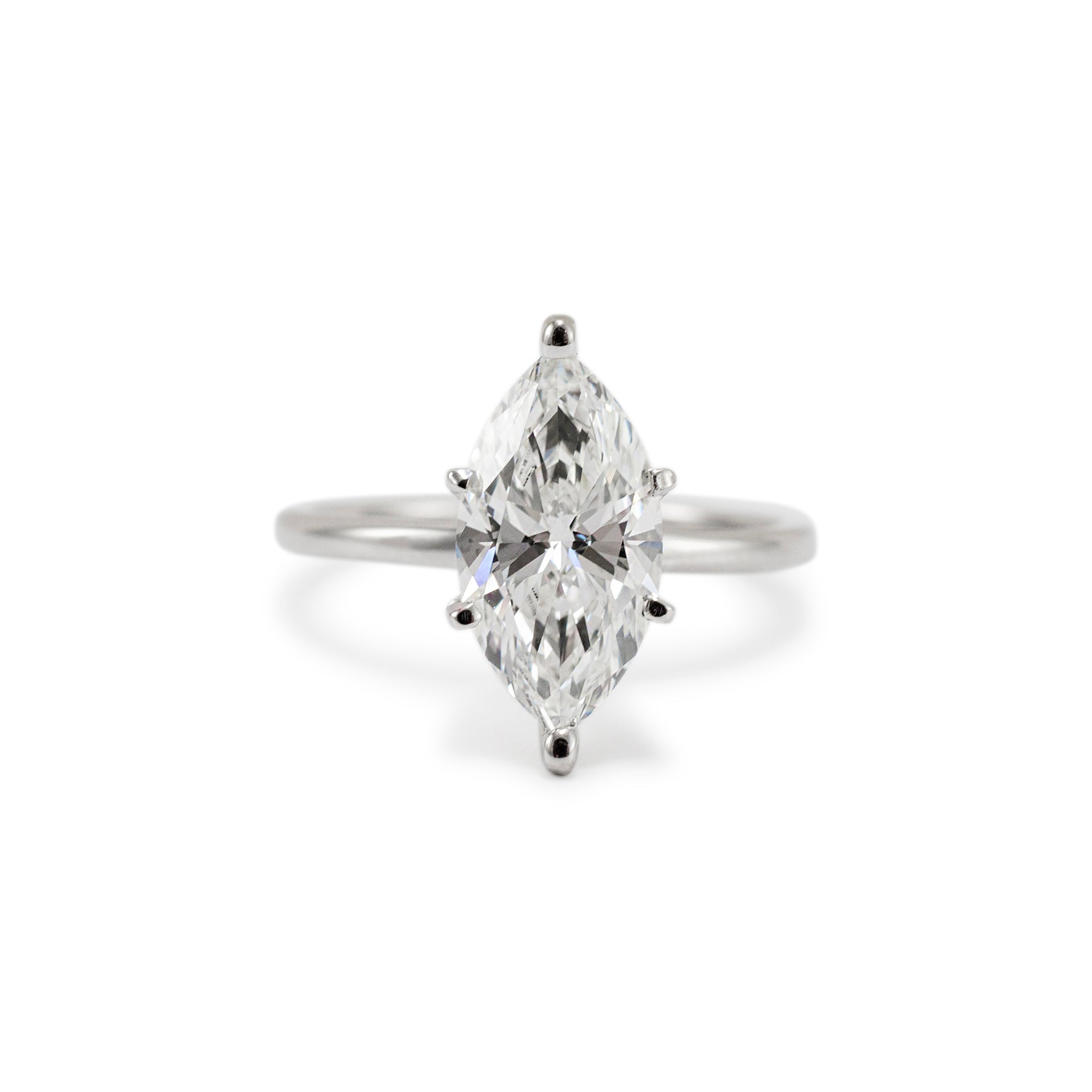 Ladies 14K White Gold IGI 2.16ct Lab Grown Marquise Diamond Engagement Ring