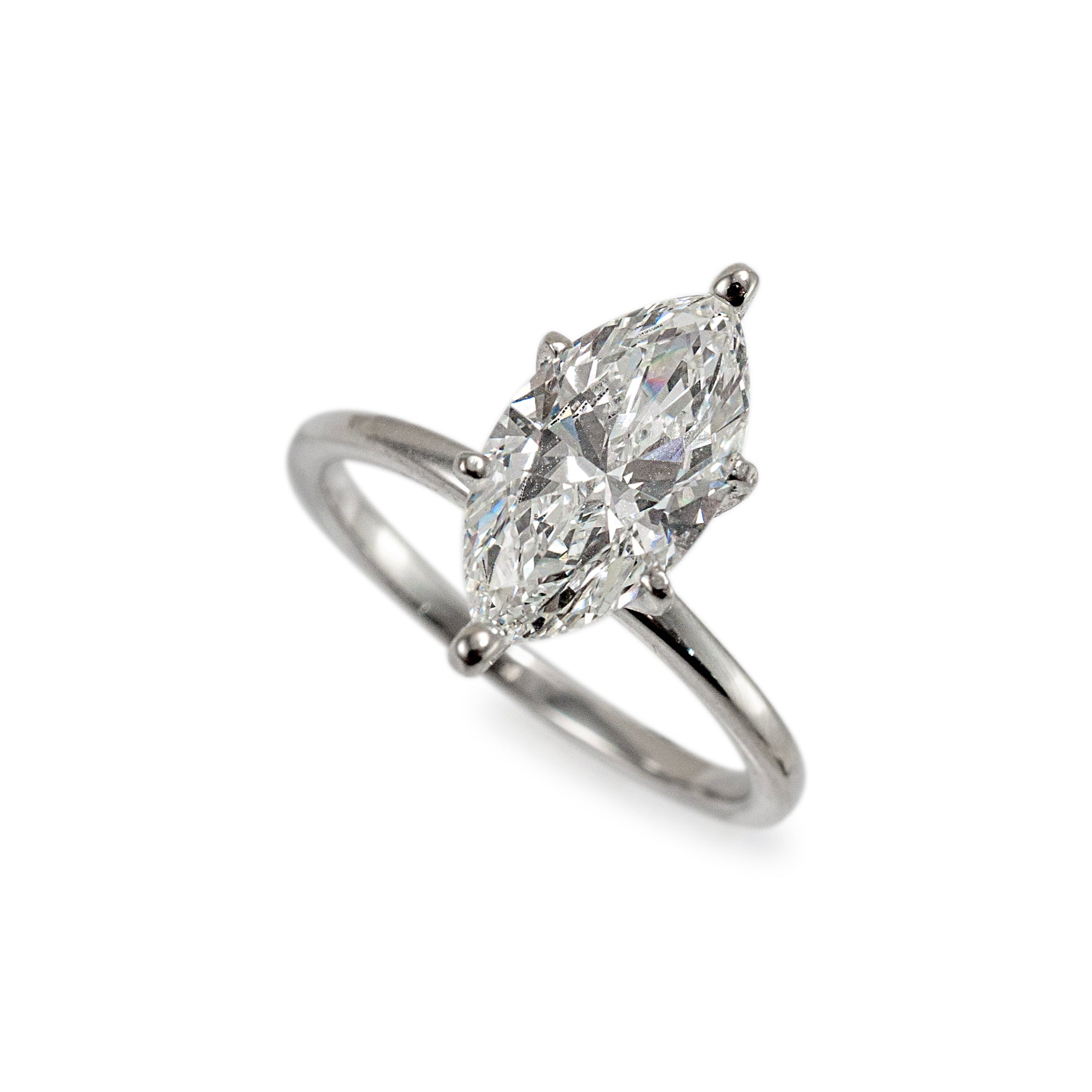 Ladies 14K White Gold IGI 2.16ct Lab Grown Marquise Diamond Engagement Ring