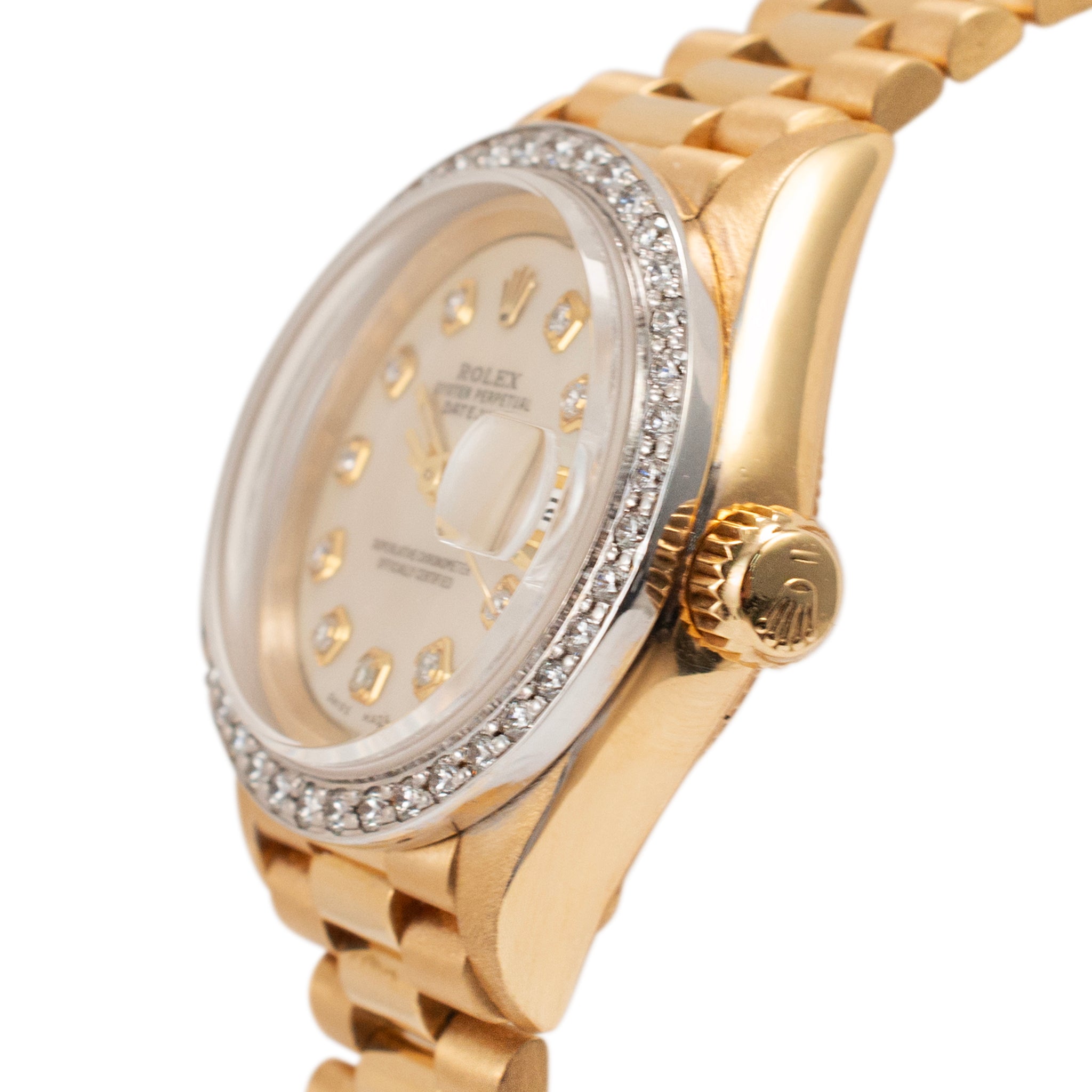 1994 Rolex Lady Datejust 26MM 69178 Diamond Mop Dial President Yellow Gold Watch