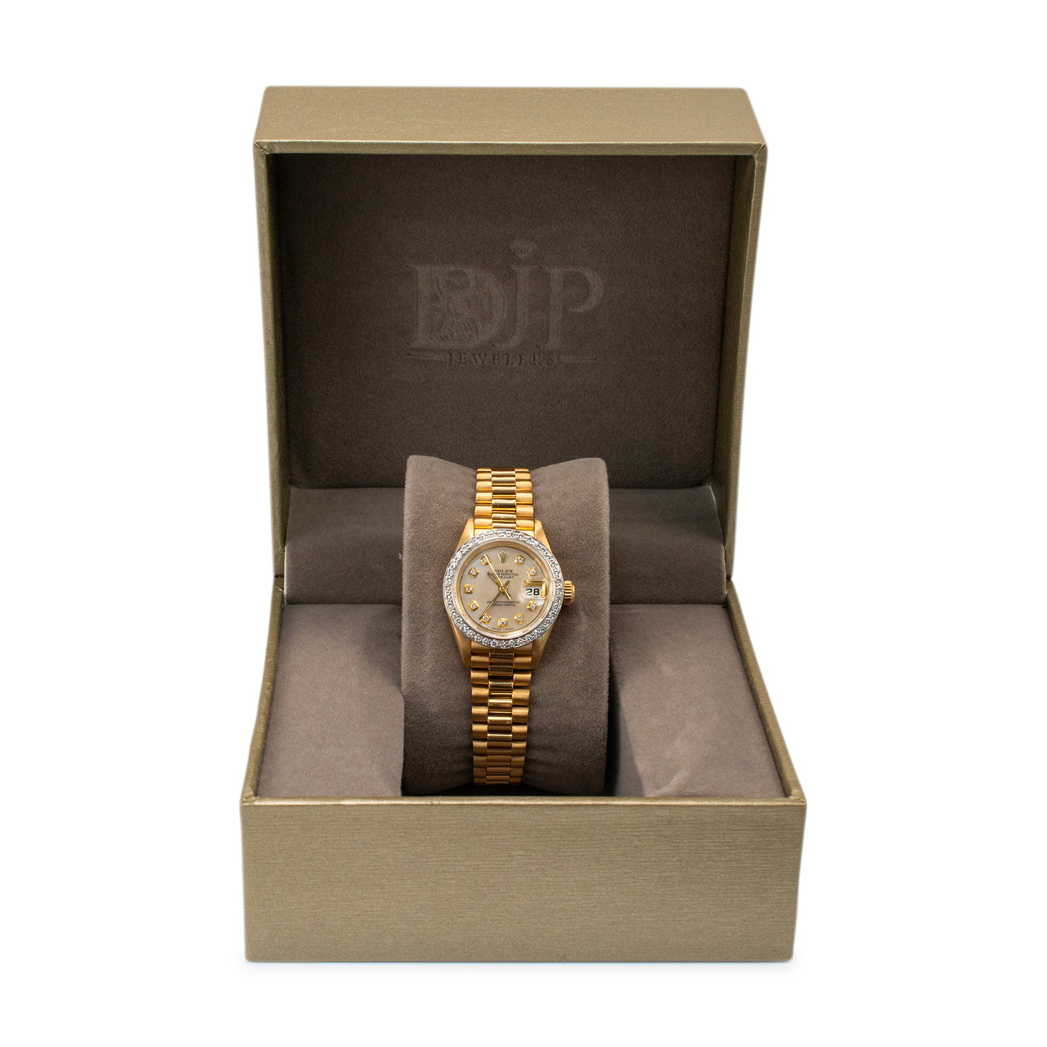 1994 Rolex Lady Datejust 26MM 69178 Diamond Mop Dial President Yellow Gold Watch