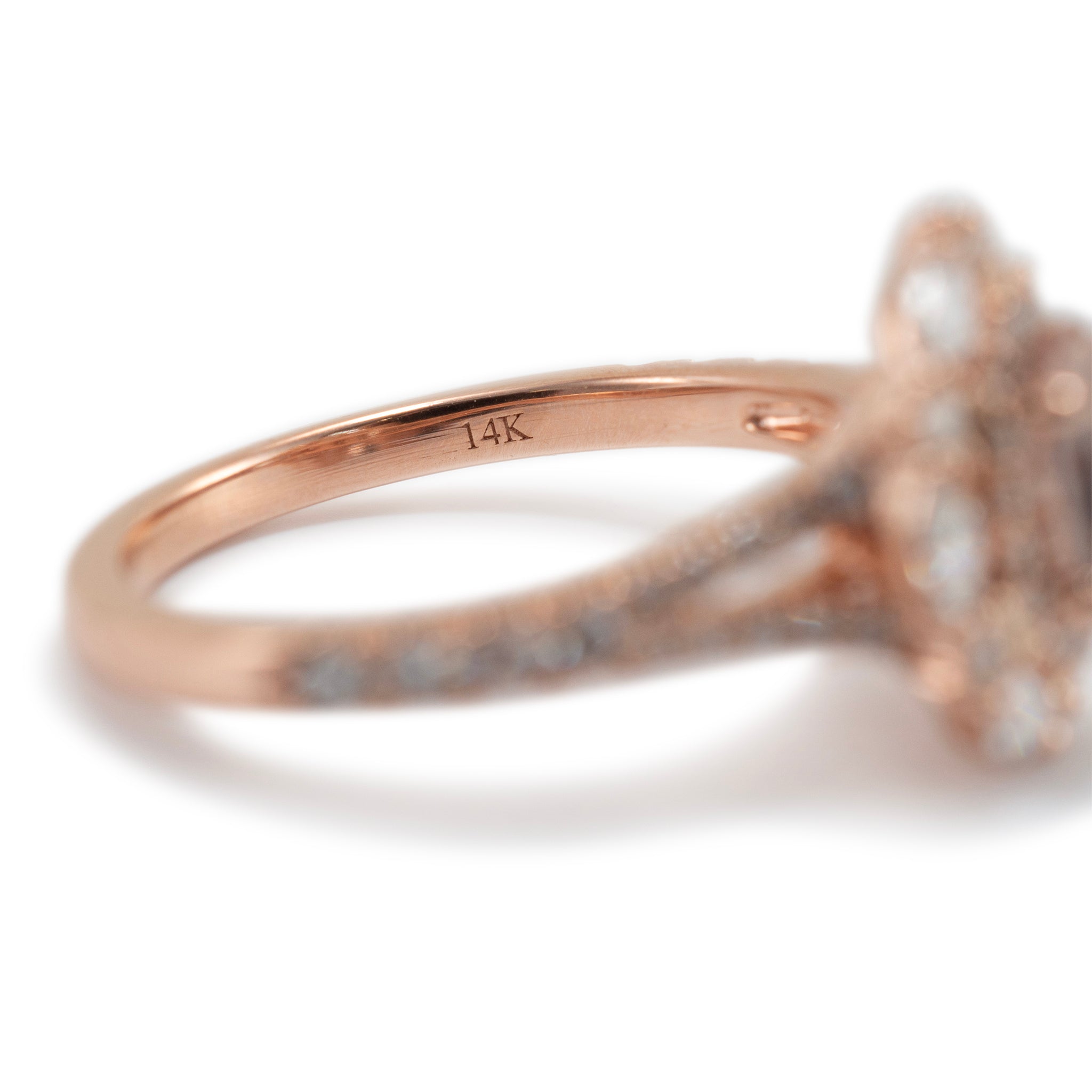 Neil Lane 14K Rose Gold Morganite Double Halo Accented Diamond Cocktail Ring