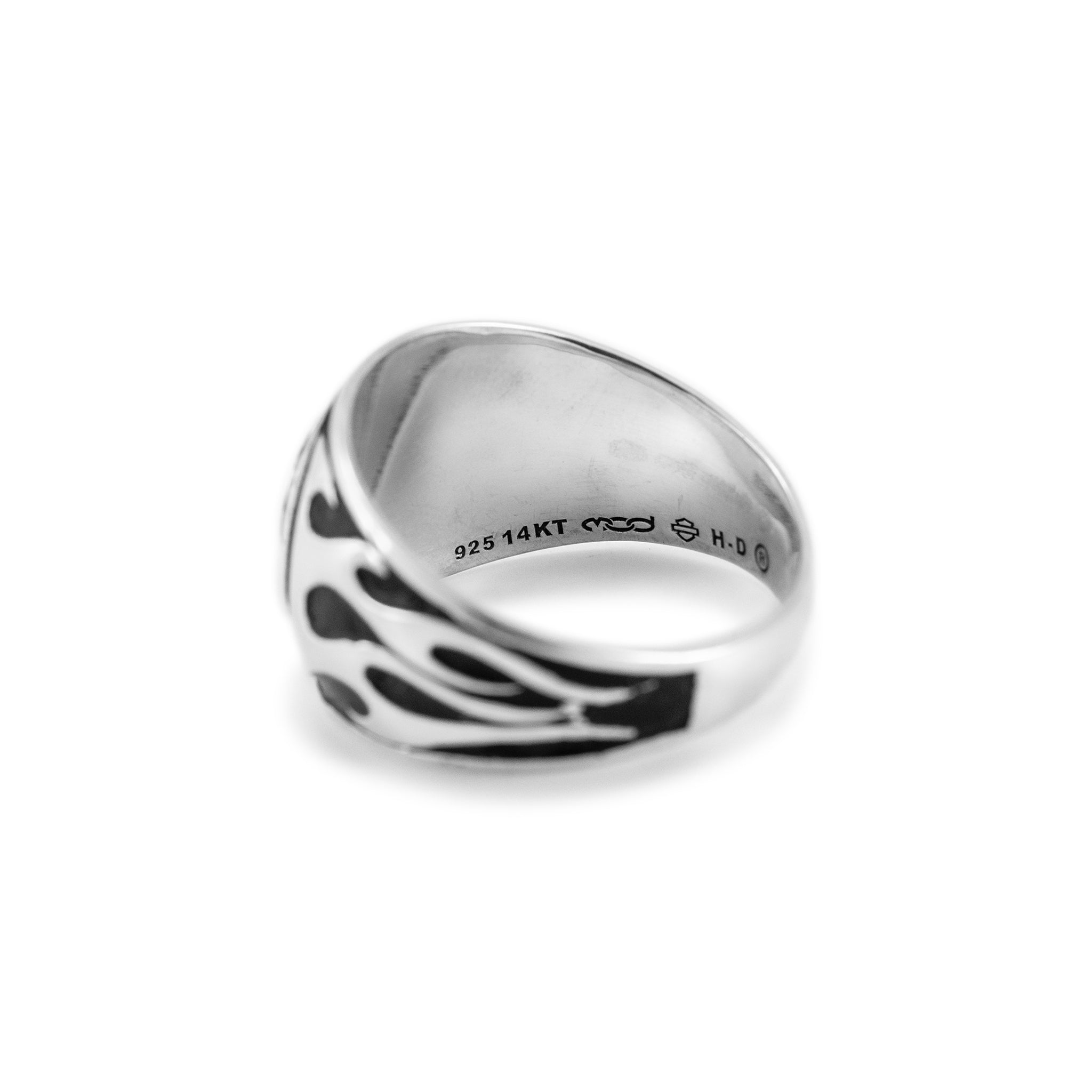 Harley-Davidson 925 Sterling Silver 14K Yellow Gold Skull Band Ring