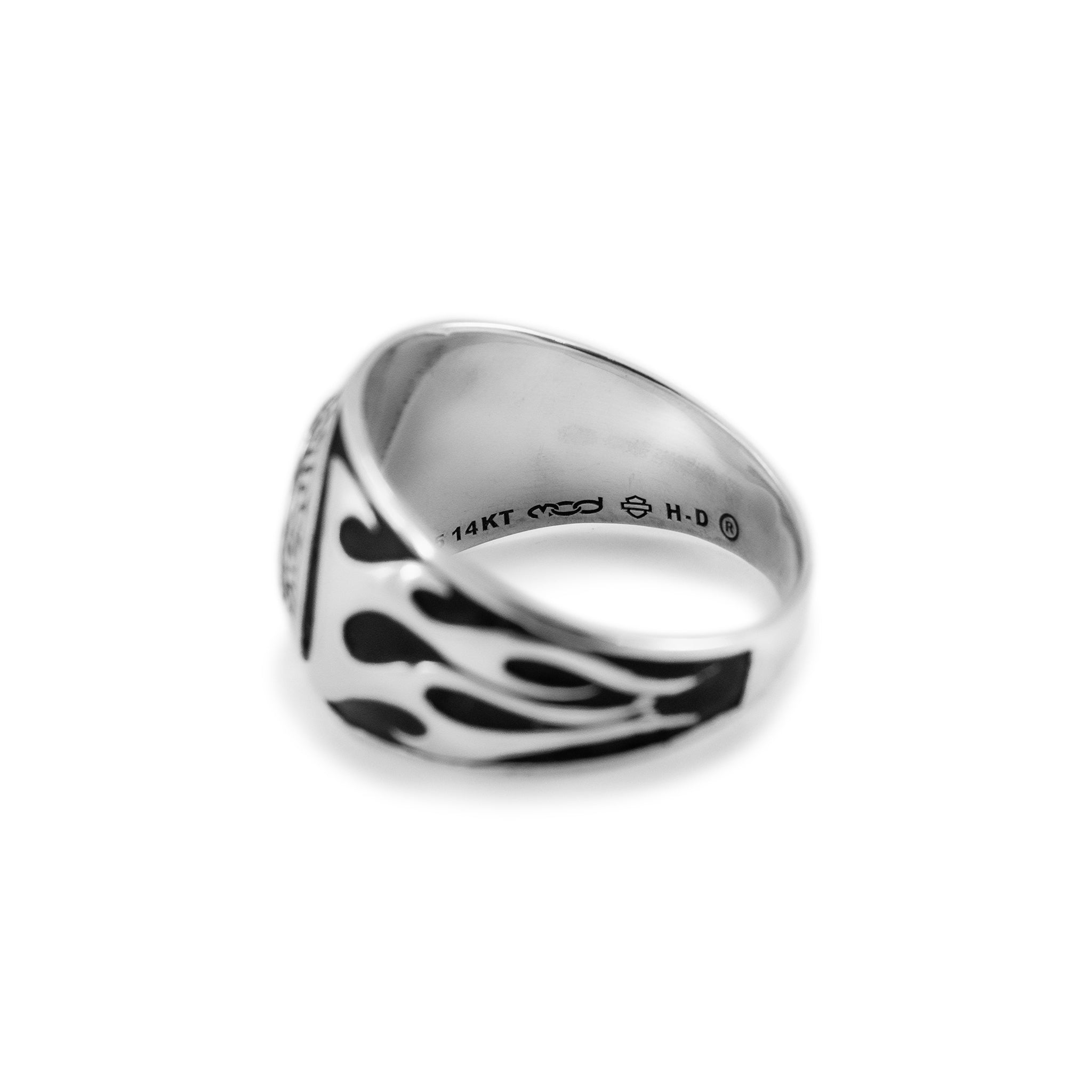 Harley-Davidson 925 Sterling Silver 14K Yellow Gold Skull Band Ring